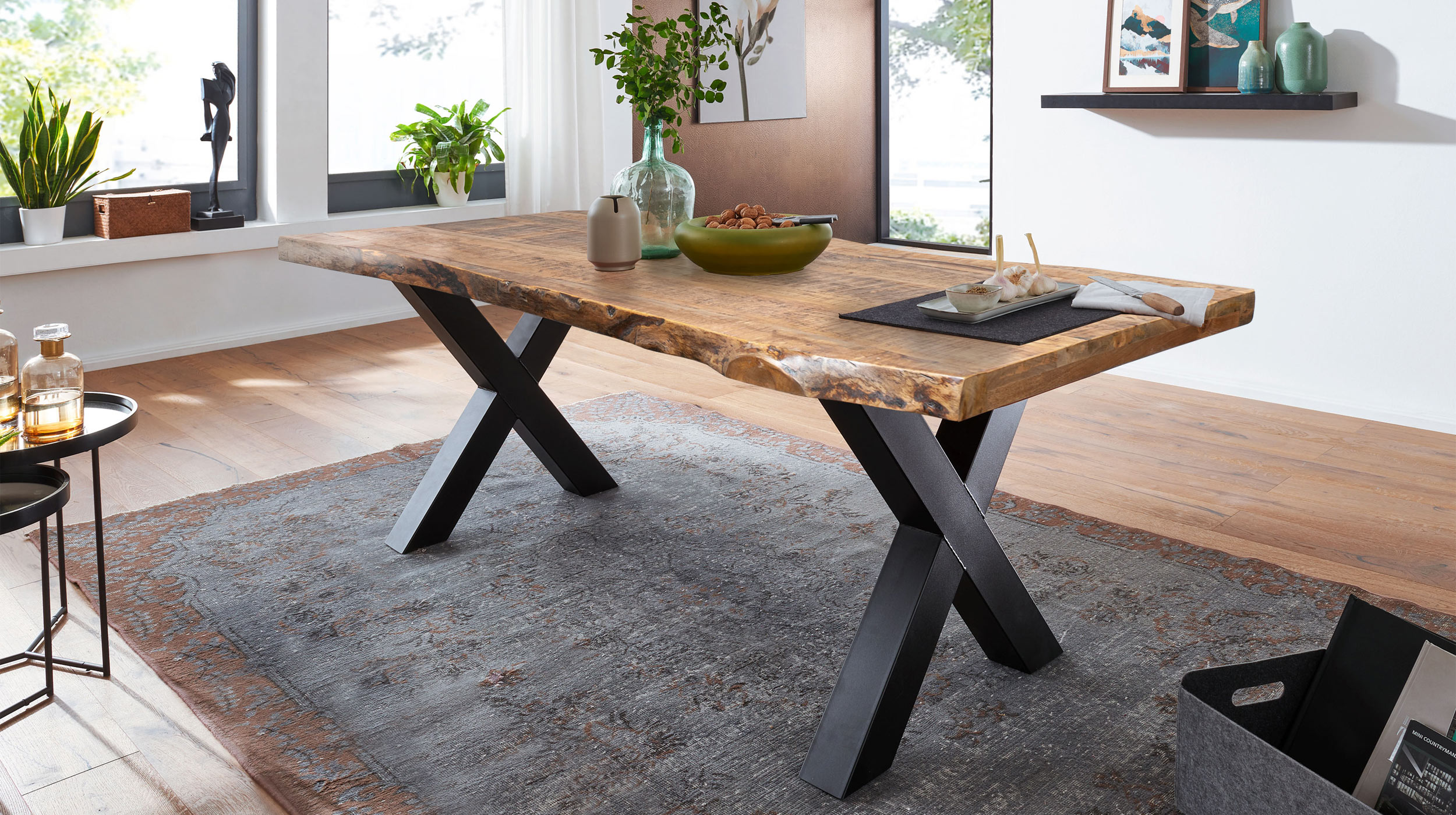 Esstisch Baumkantentisch 220 cm massiv Mango - TOMASO