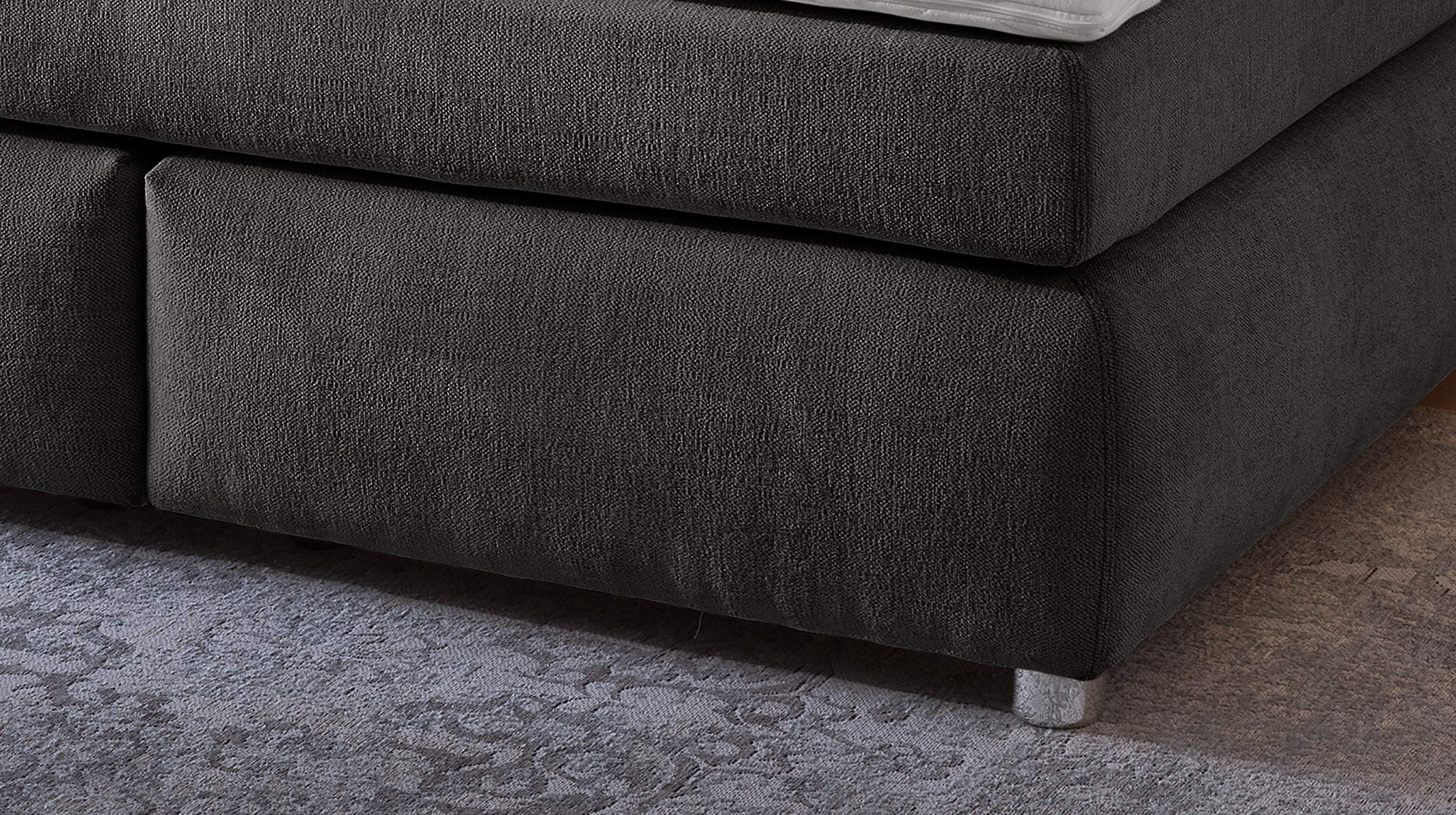 Boxspringbett 180 x 200 cm grau LED Chenille - LIVIA