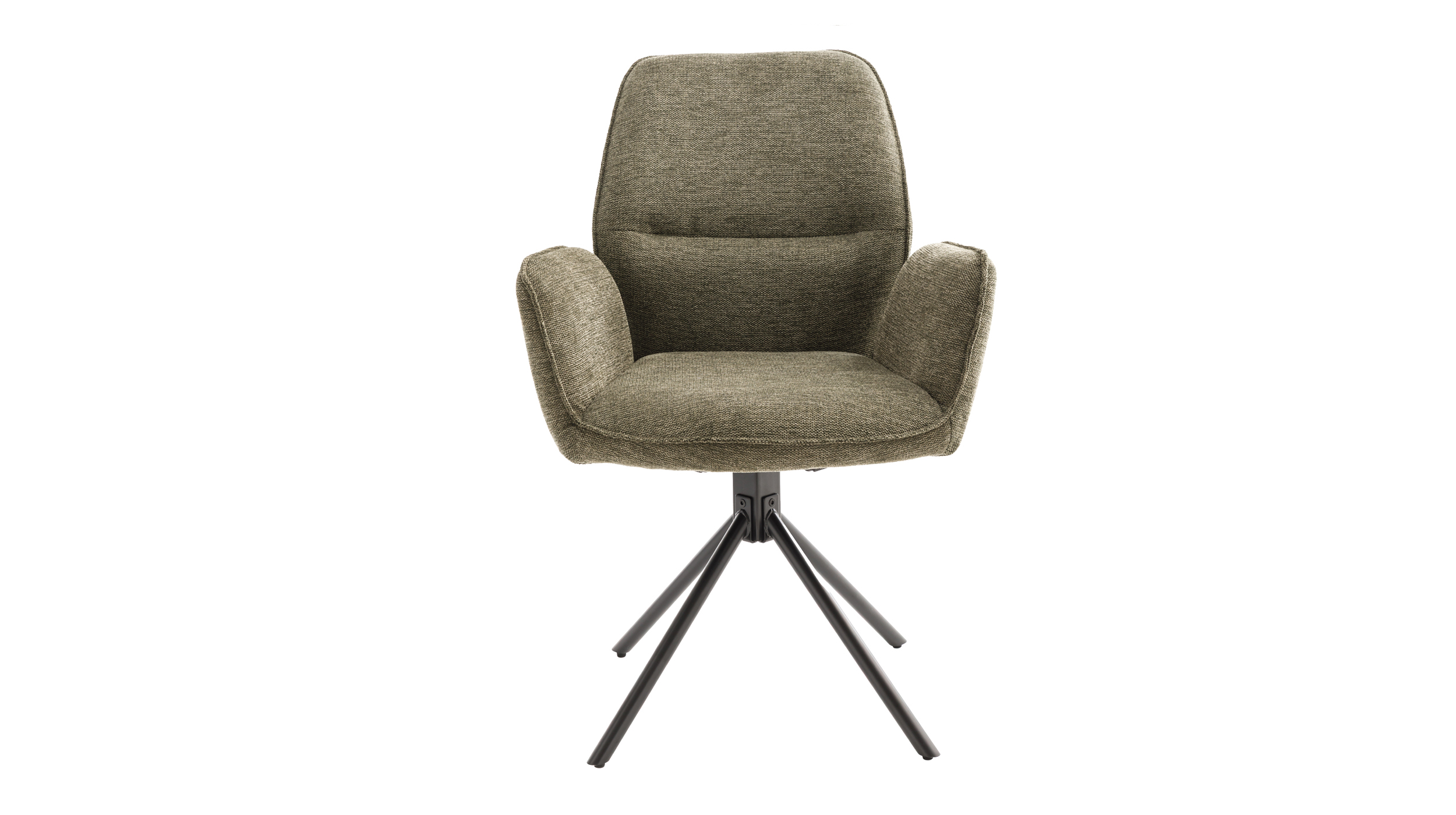 Armlehnstuhl olive Drehstuhl Stoffbezug Chenille Optik - GREYTON