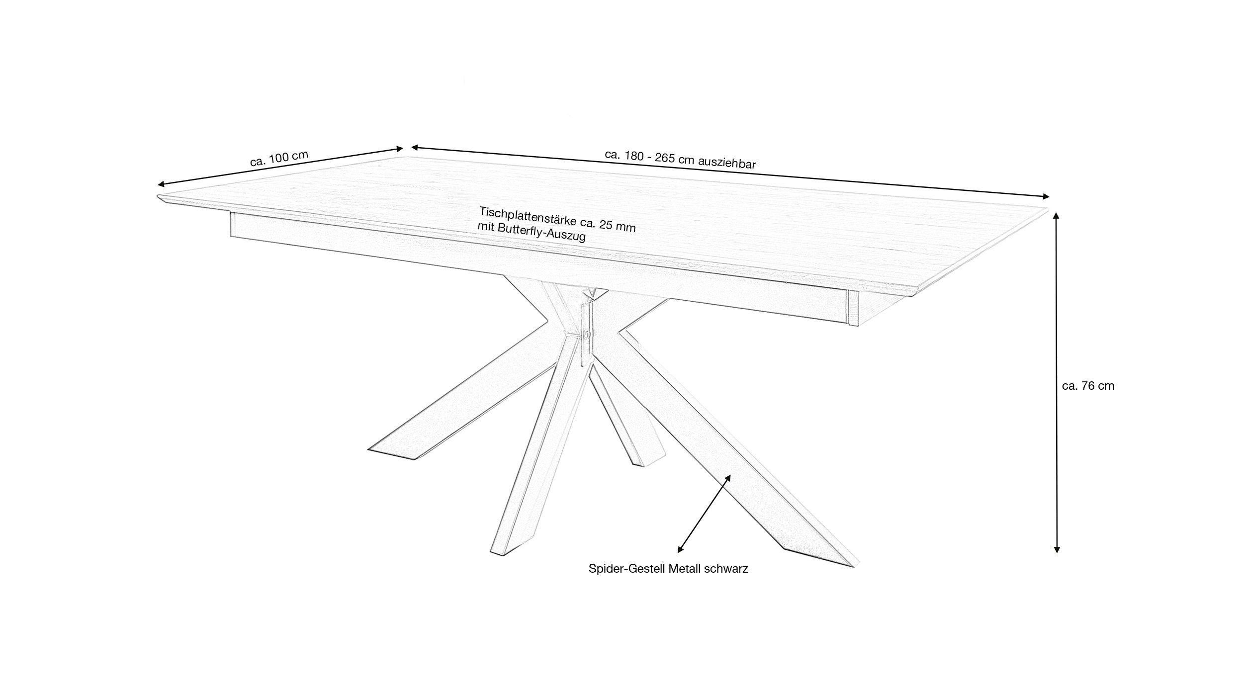 Esstisch Massivholztisch 180 cm Wildeiche ausziehbar - RICARDO