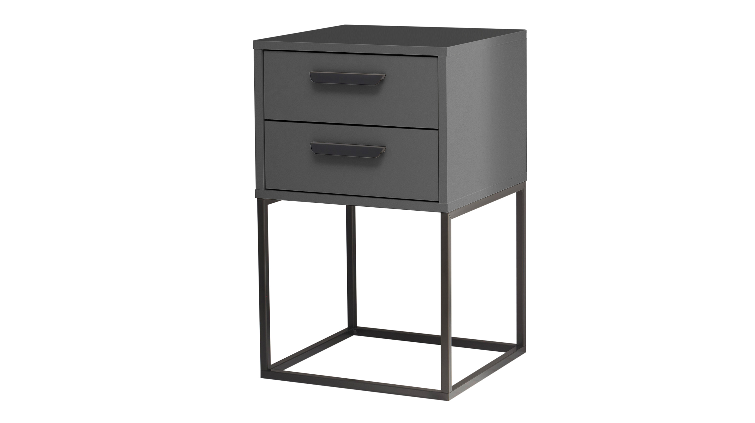 Nachttisch mit Schubladen graphit 40 x 39 cm - SUNA