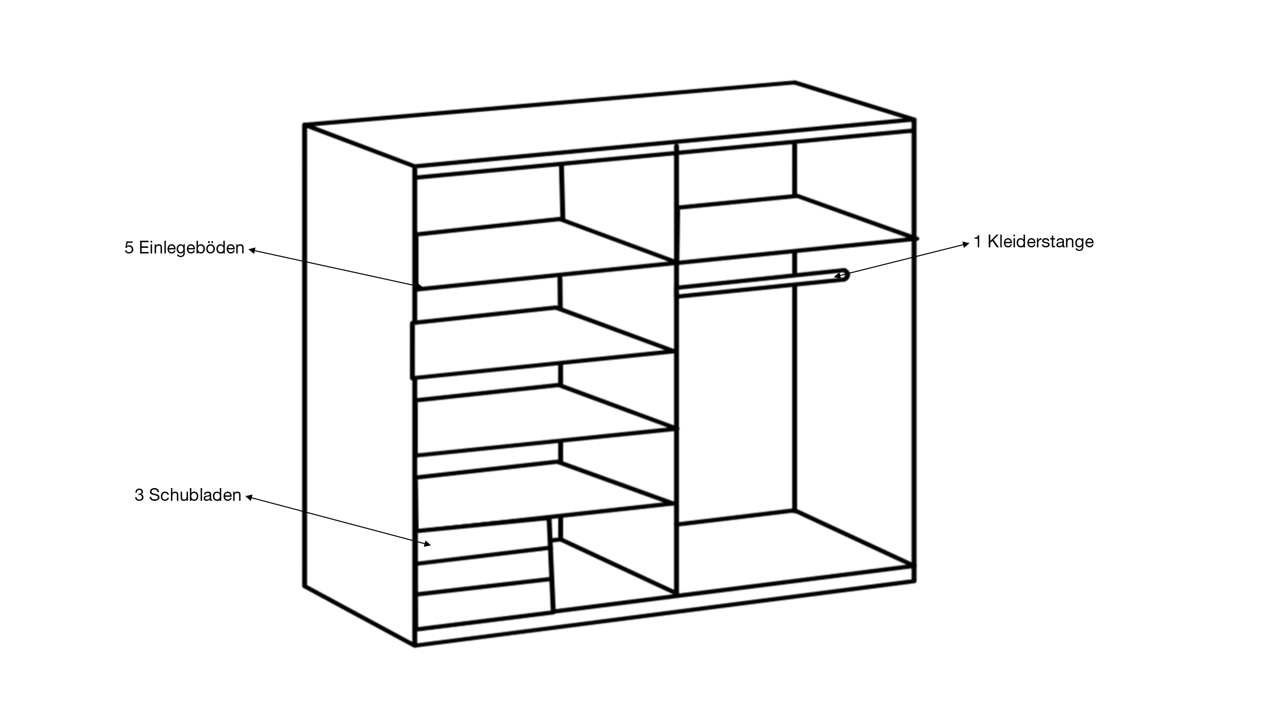 Schwebetürenschrank mit Spiegel grau - graphit 180 cm - EMDEN