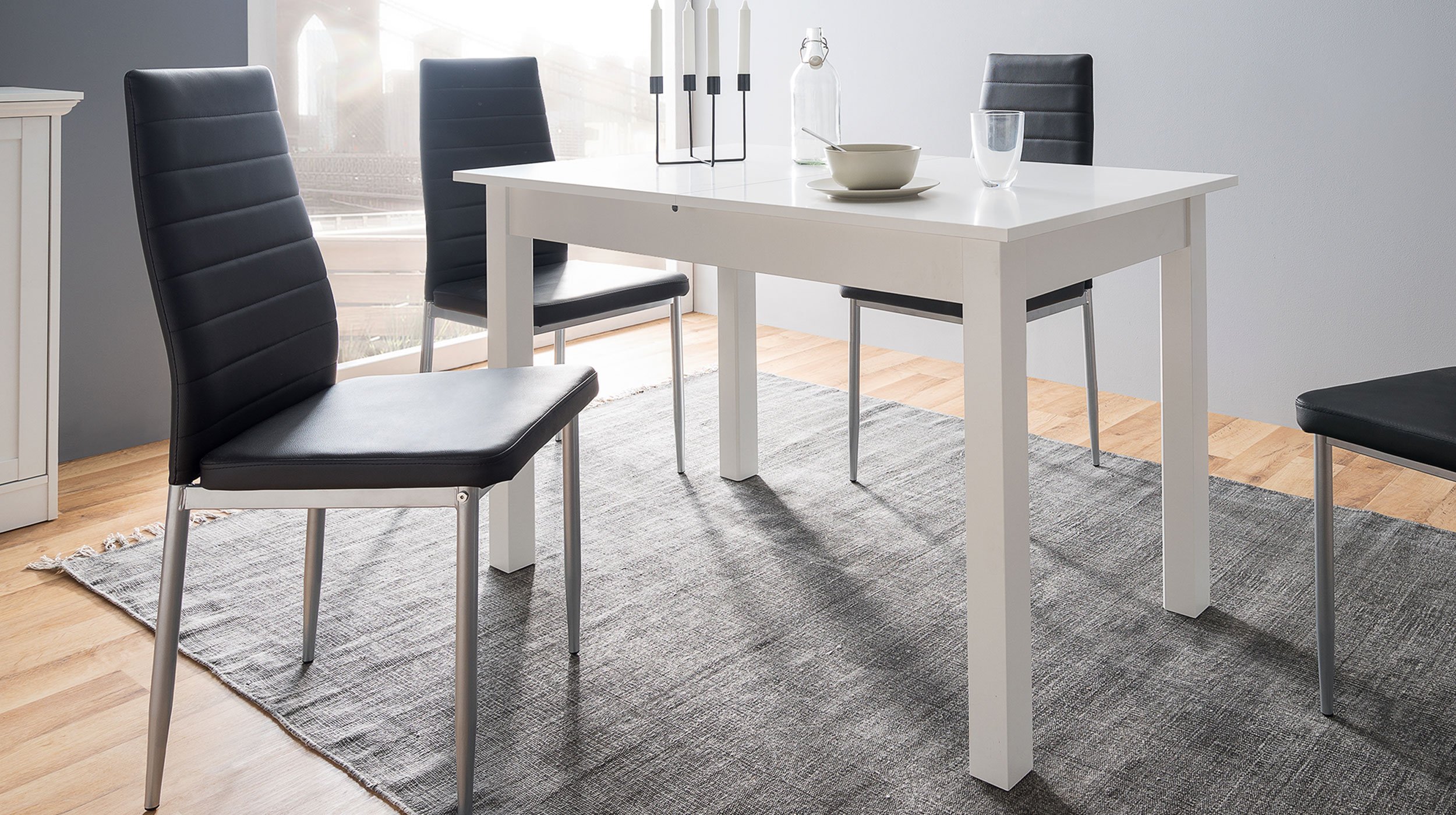 Esstisch 120 - 160 cm ausziehbar weiß - COBURG