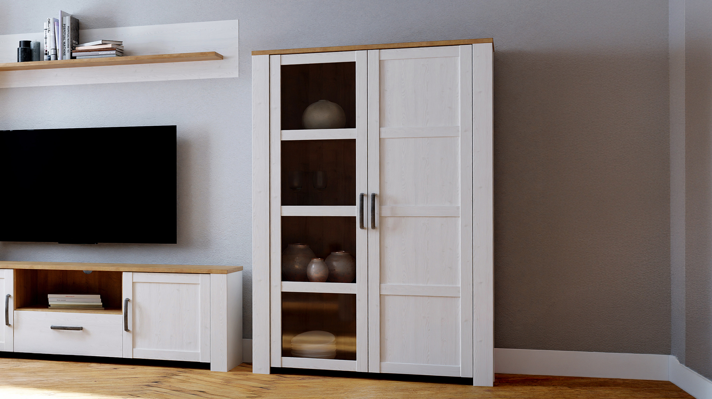 Vitrine mit Glastür Sibiu Lärche - Eiche - Breite 106 cm - BOHOL