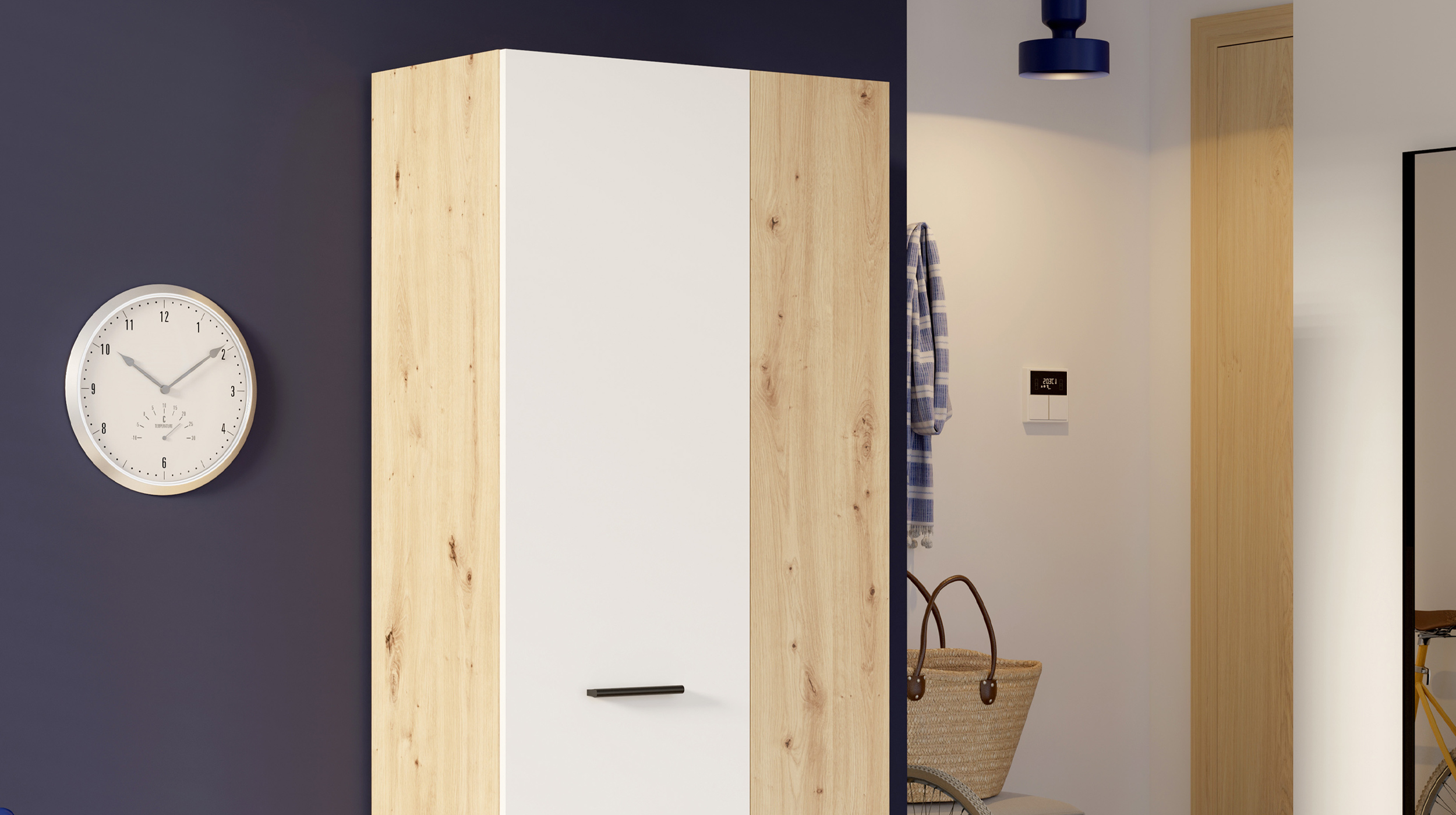 Schuhschrank Artisan Eiche - weiß 69 x 181 cm - NET