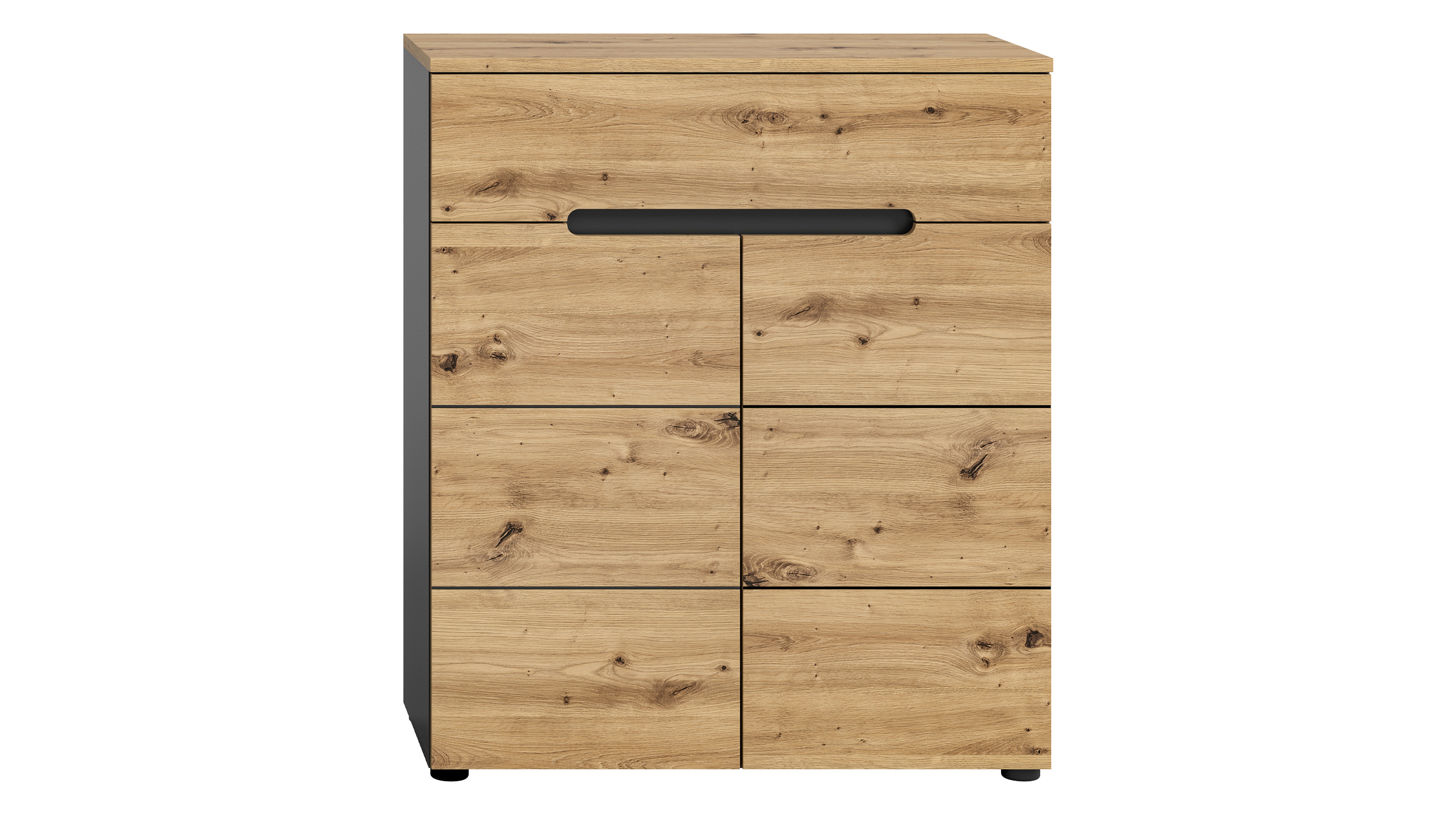 Kommode mit Schubladen anthrazit Artisan Eiche 80 cm - CANU