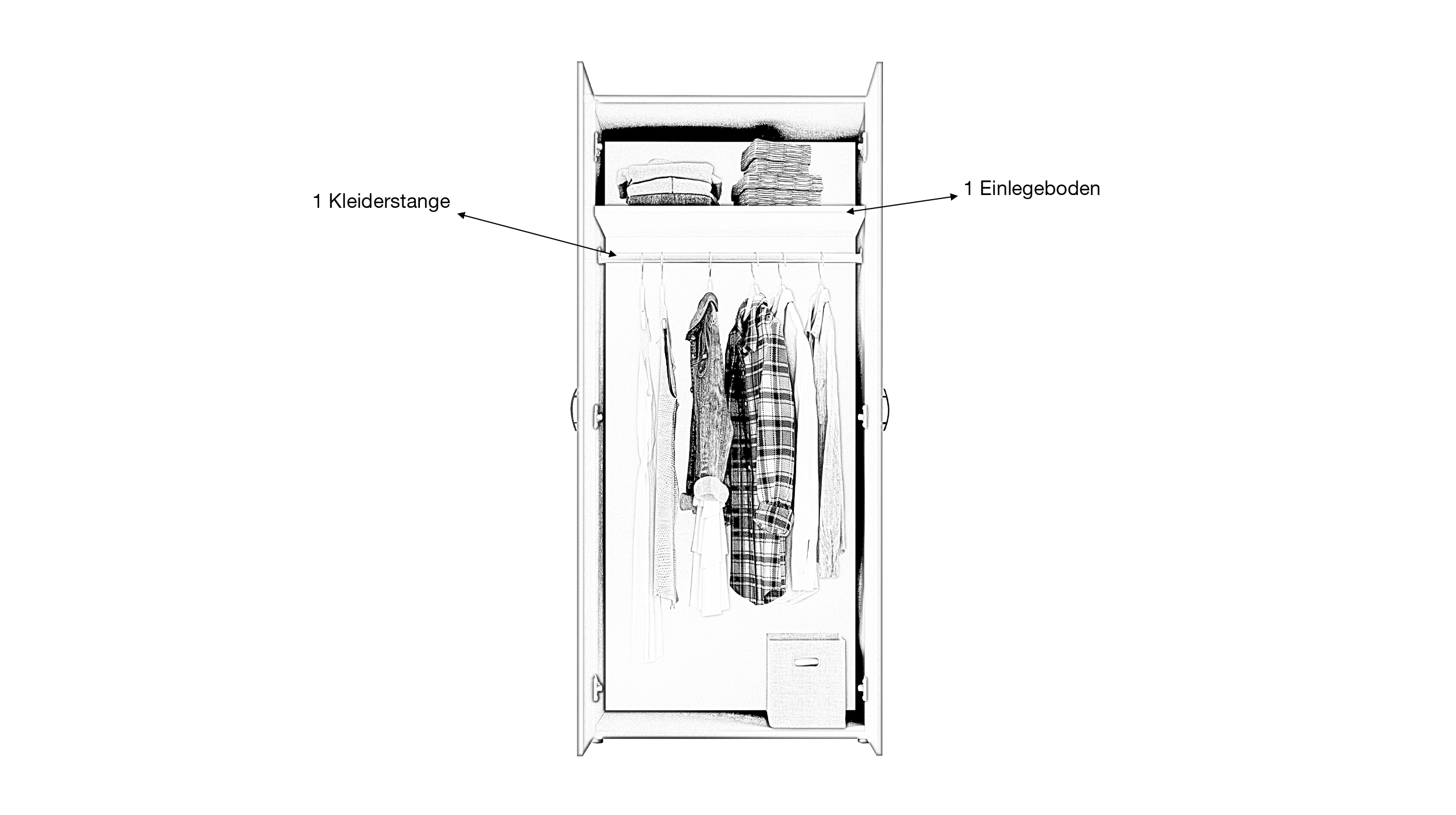 Kleiderschrank Sonoma Eiche - 80 cm - 2-türig - BASE