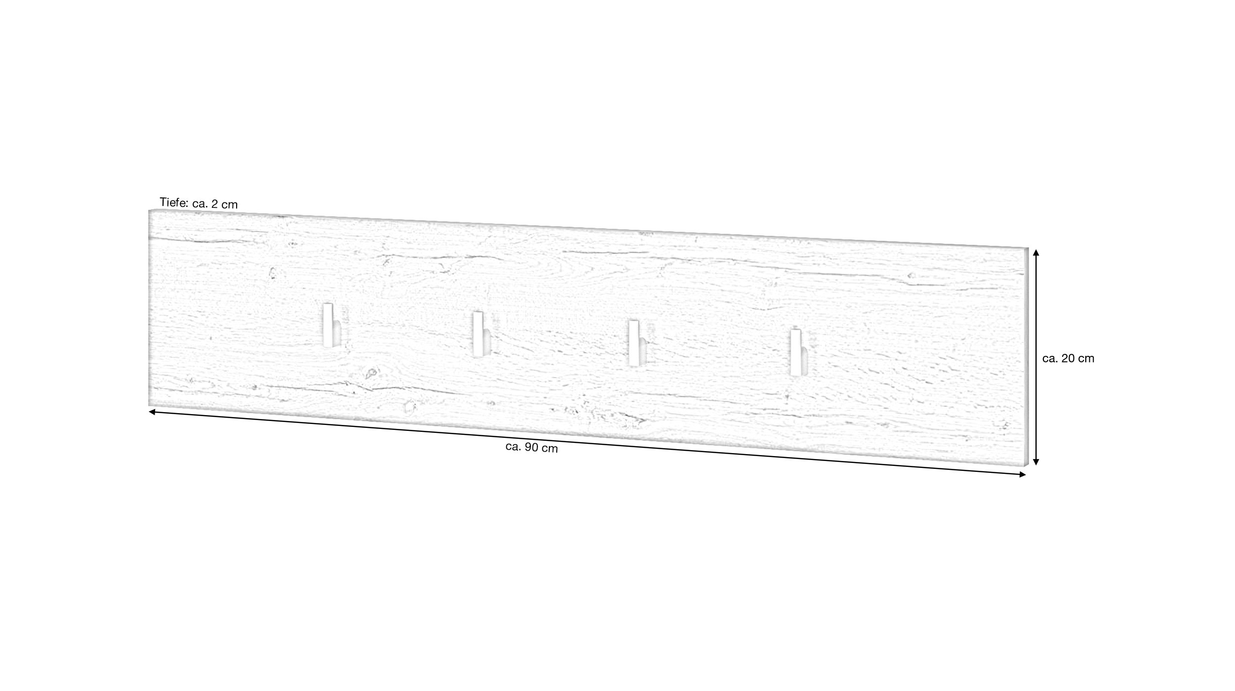 Wandgarderobe Wotan Eiche Paneel 90 cm - HOLA