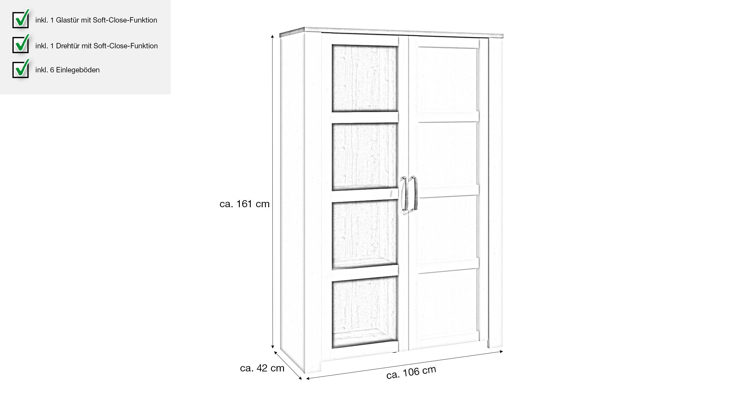 Vitrine mit Glastür Sibiu Lärche - Eiche - Breite 106 cm - BOHOL