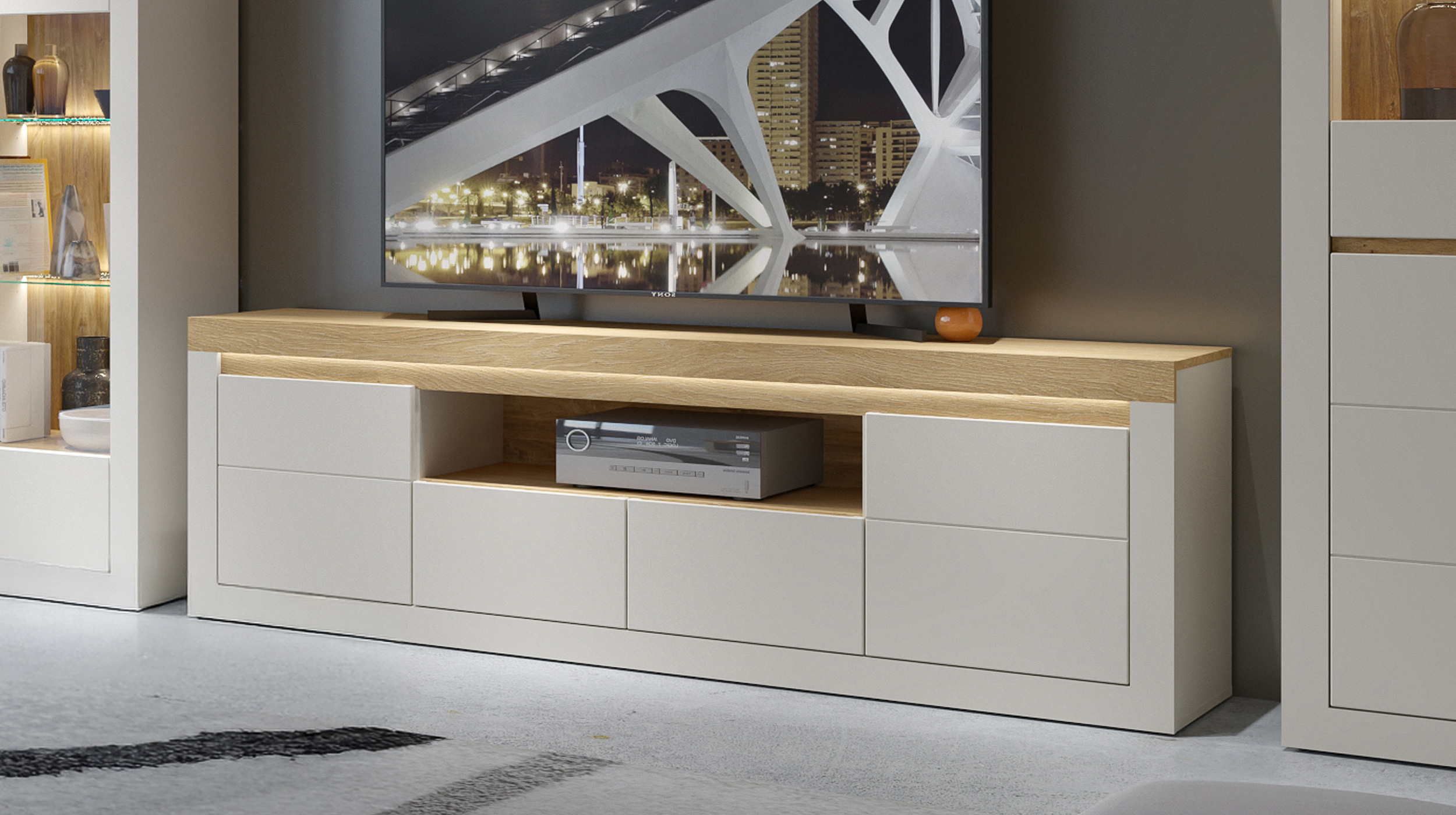 TV-Lowboard mit Beleuchtung Eiche beige - 194 cm - NAXXAR