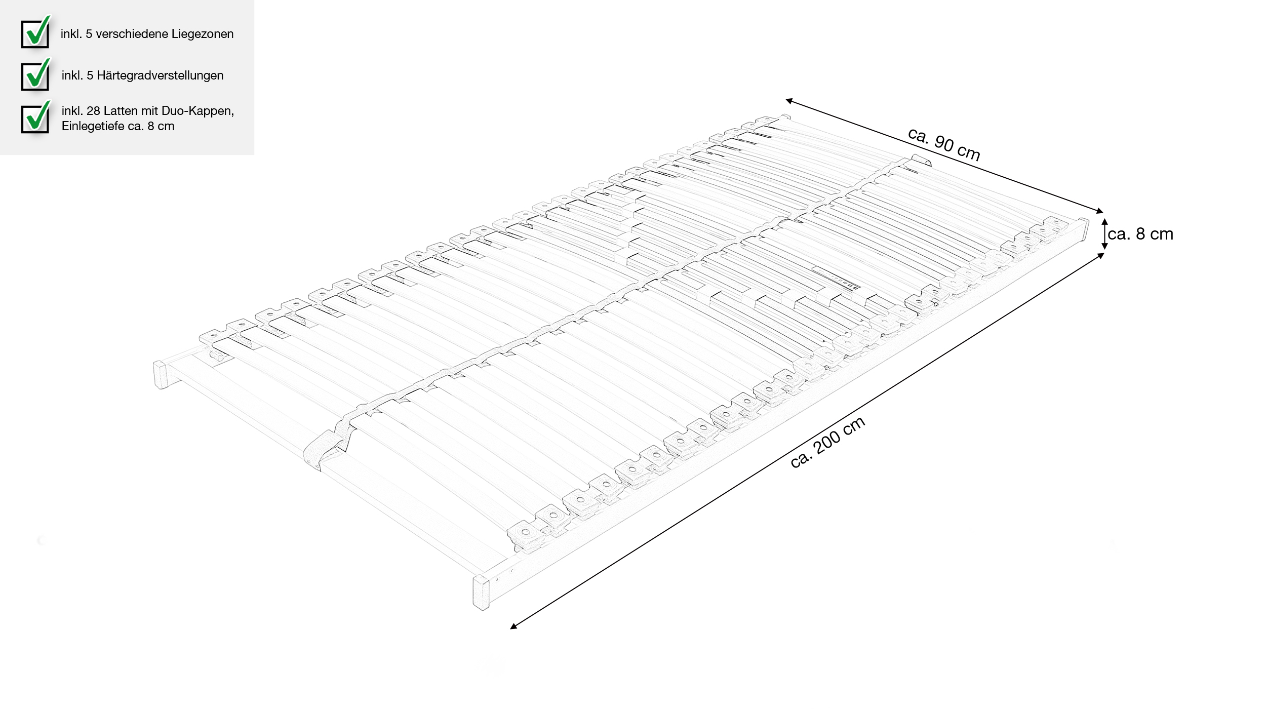 Lattenrost 90 x 200 cm NV - DIAMANT