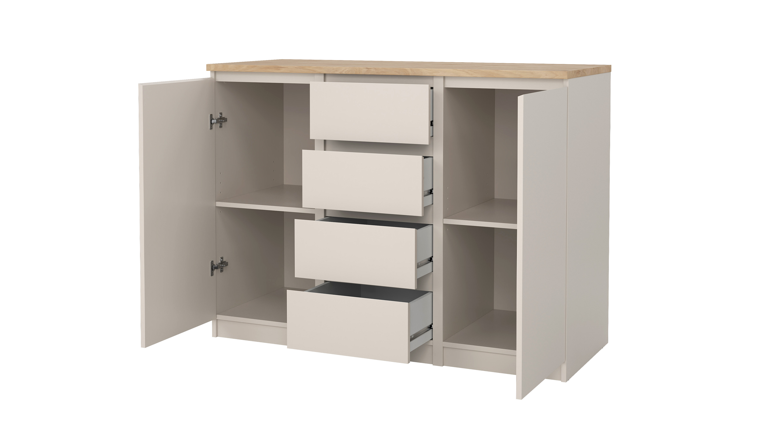 Sideboard mit 4 Schubladen beige - Jackson Hickory 121 cm - NAIA