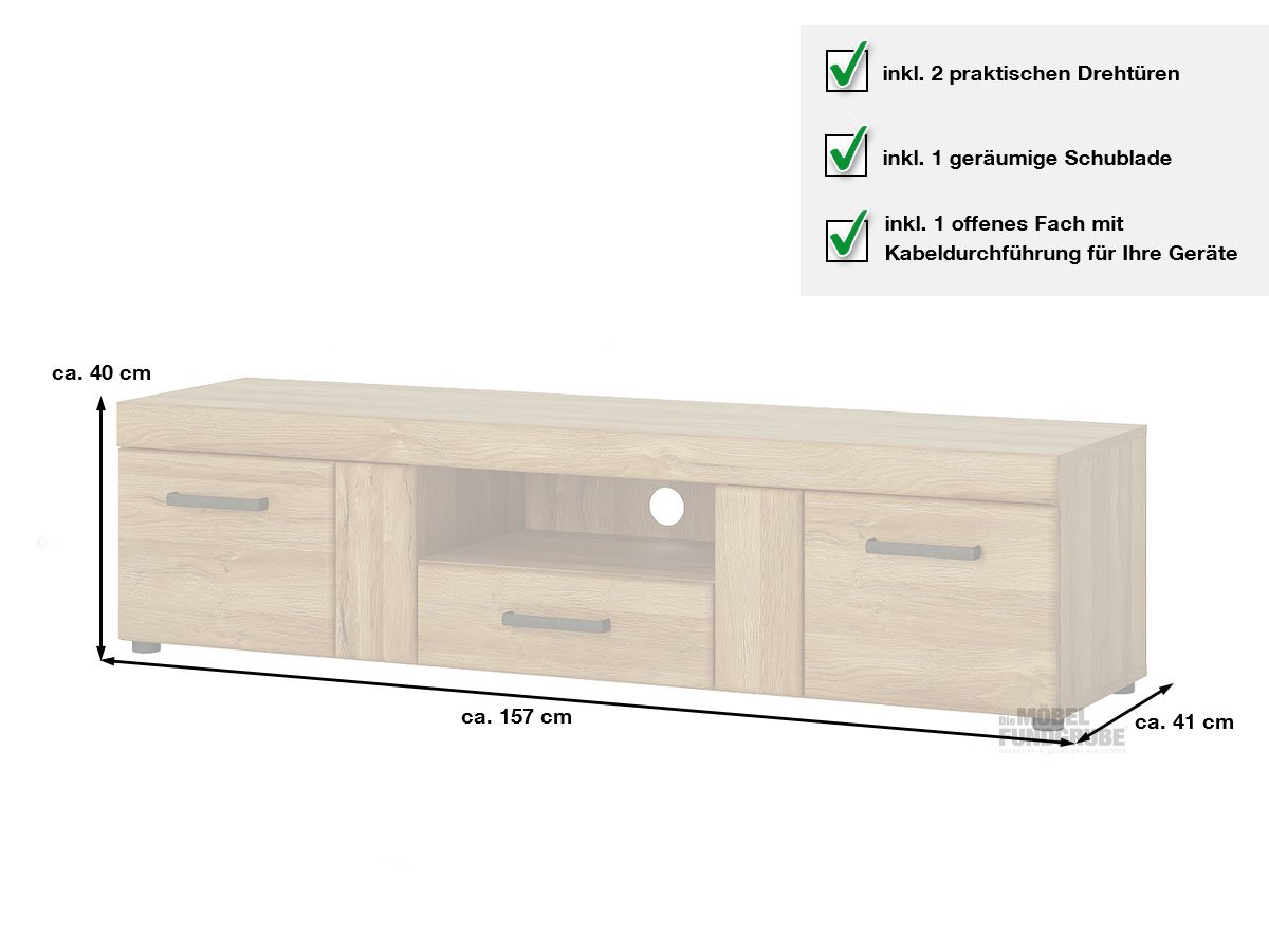 TV - Lowboard Grandson Eiche 157 cm TV - Board - CORTINA