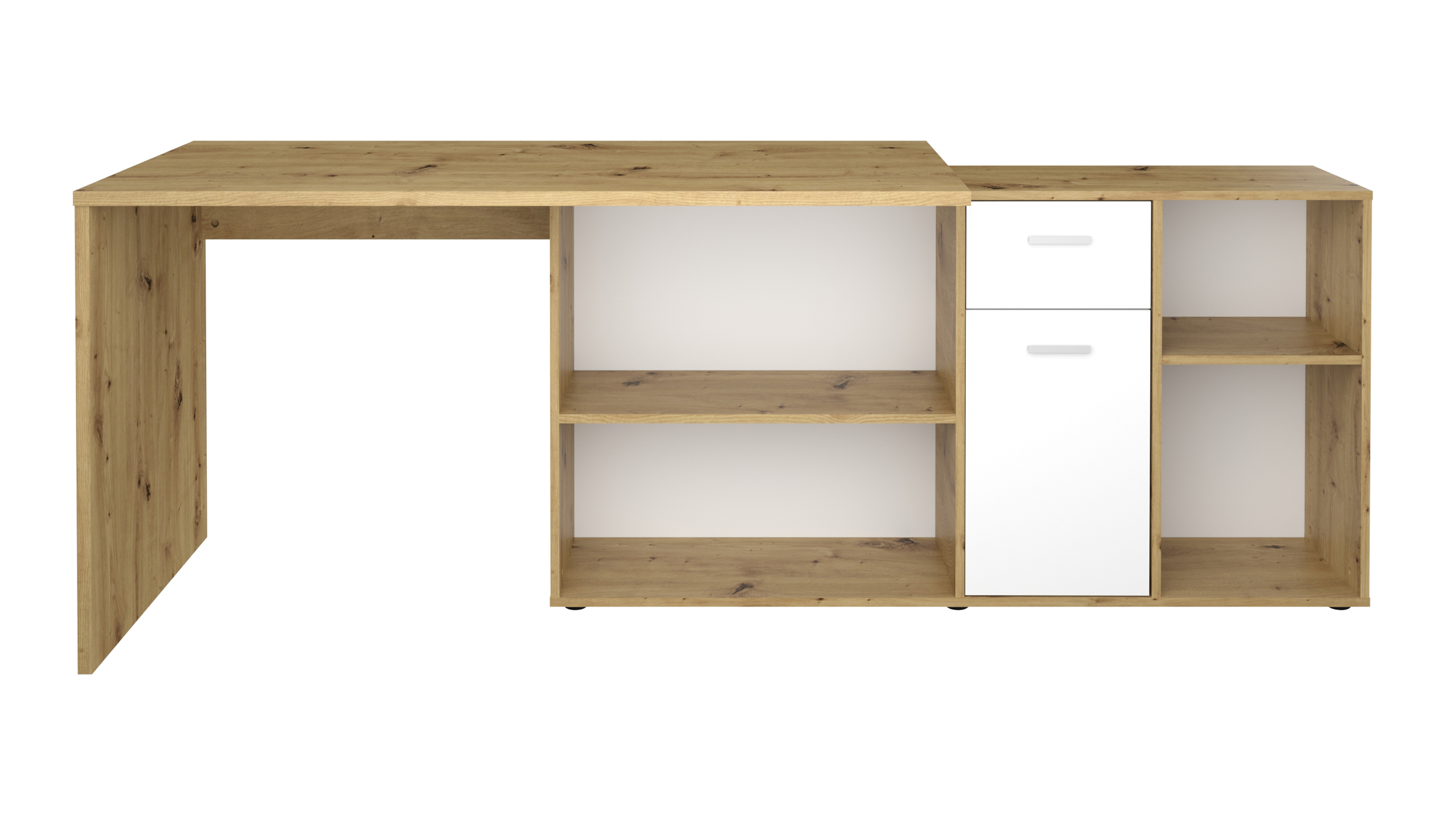 Eck-Schreibtisch weiß Artisan Eiche 136 cm - LEXO