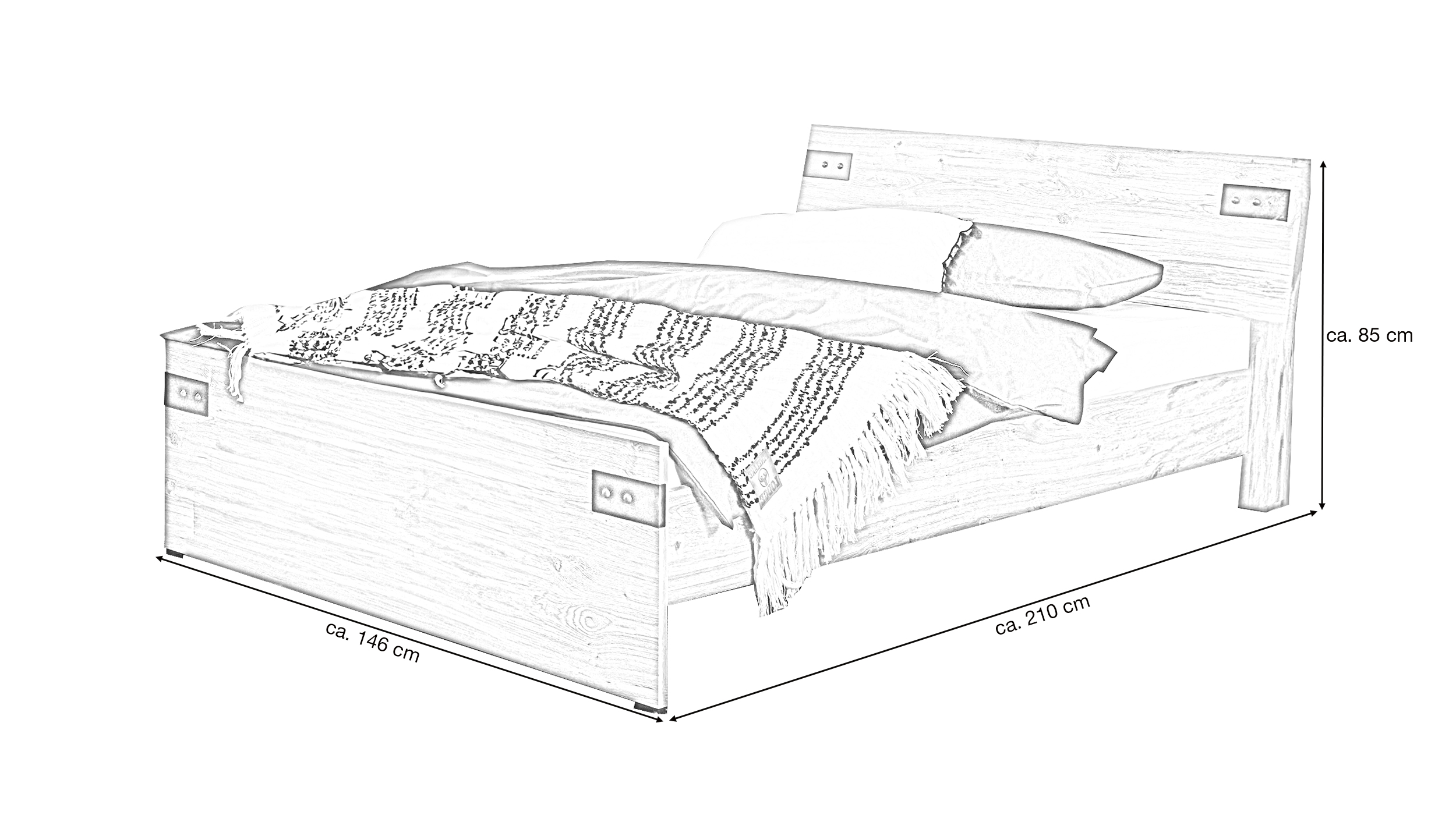 Jugendbett 140 x 200 cm Plankeneiche - graphit - LIVERPOOL