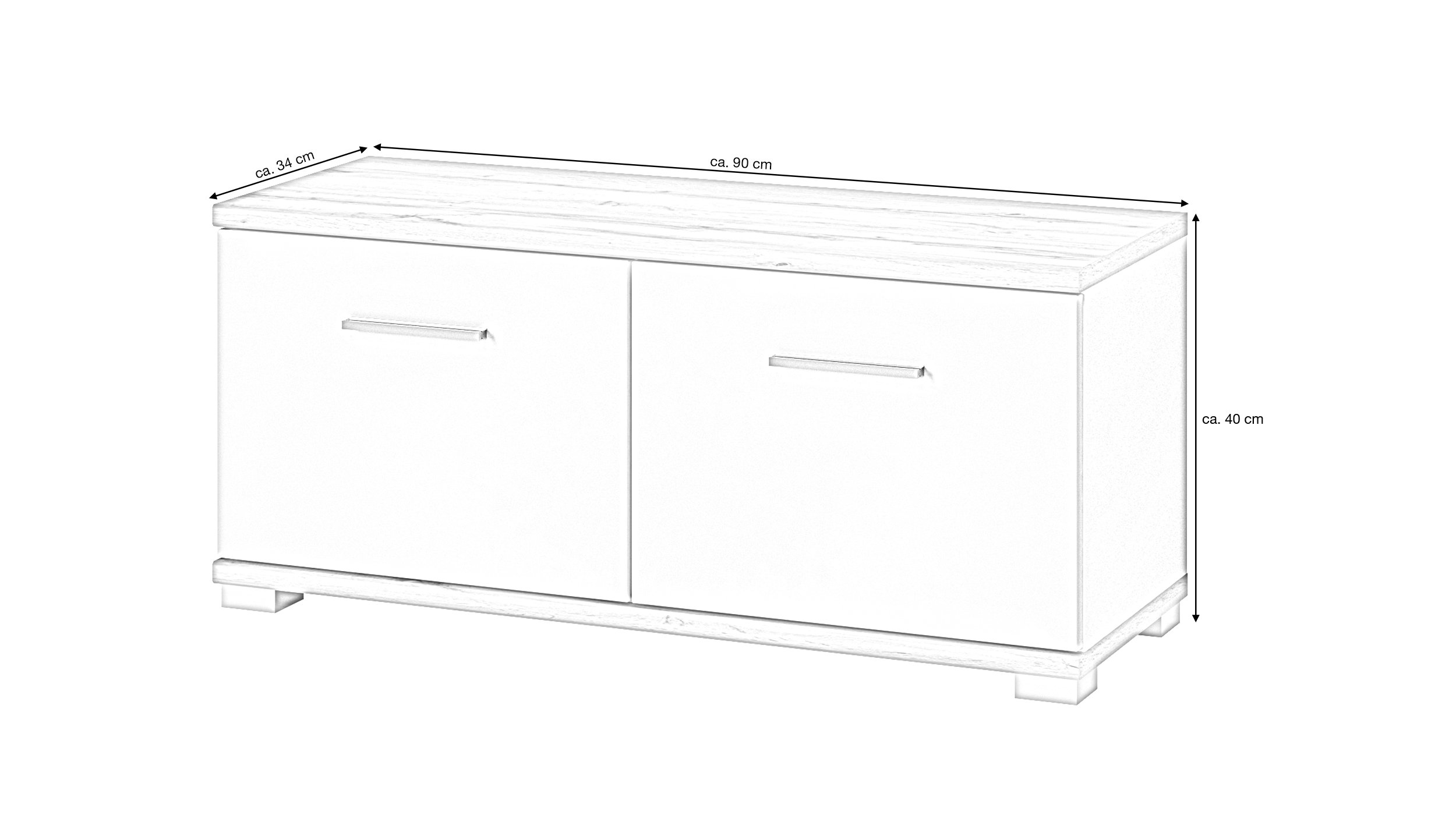 Garderobenbank alpinweiß  - Wotan Eiche 90 cm - HOLA