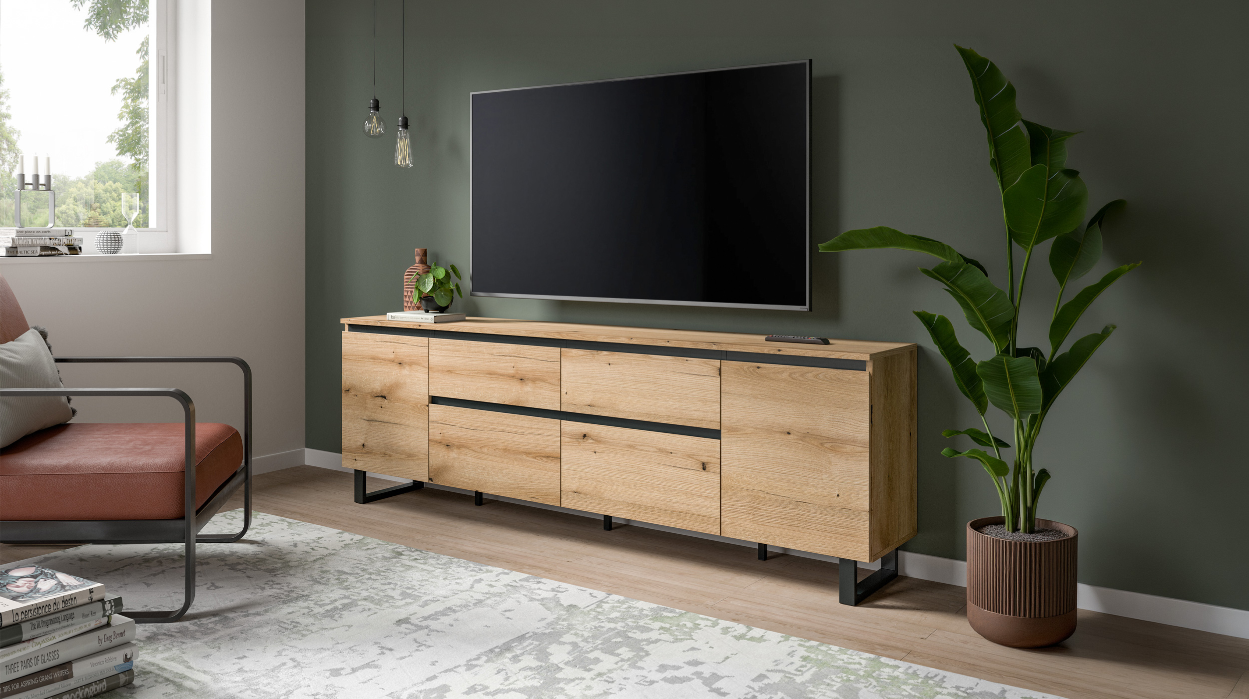 TV-Lowboard Evoke Eiche - 180 cm - TOMASA