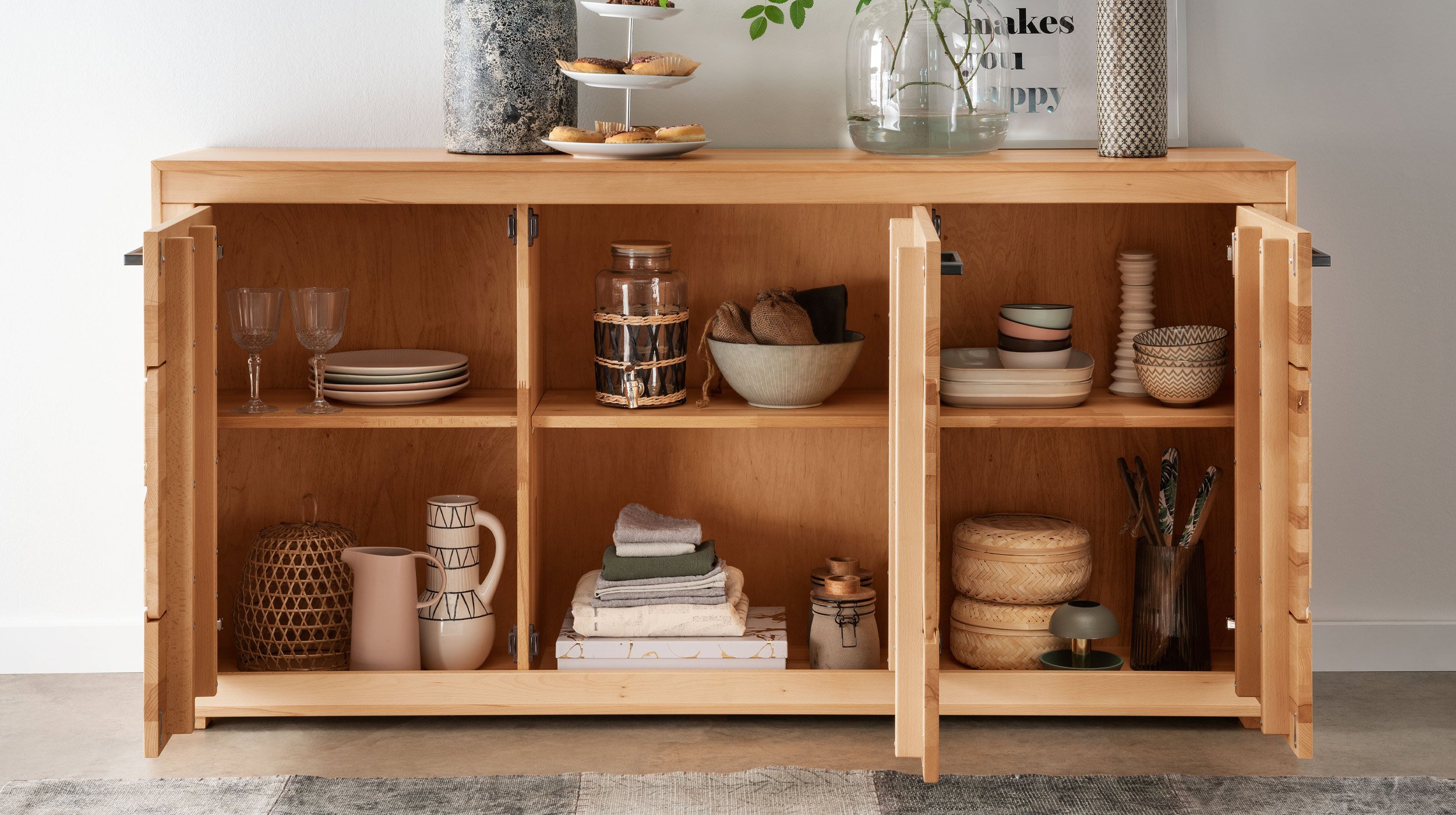 Sideboard mit 3 Türen Kernbuche massiv - 171 cm - LUIS