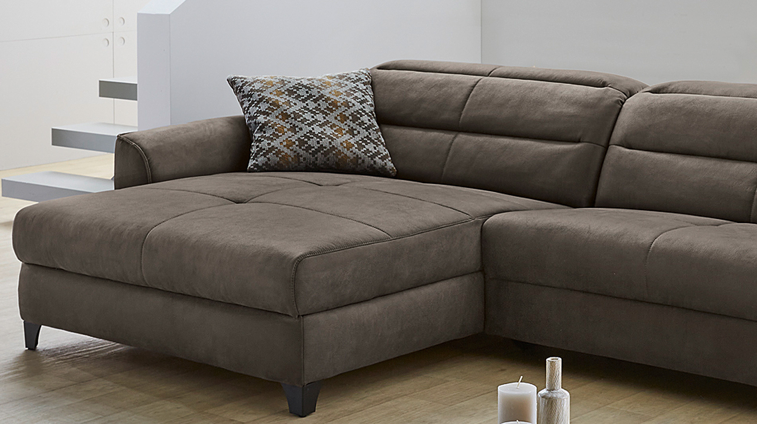 Ecksofa mit Relaxfunktion braun 289 x 184 cm - DOUBLE-ONE