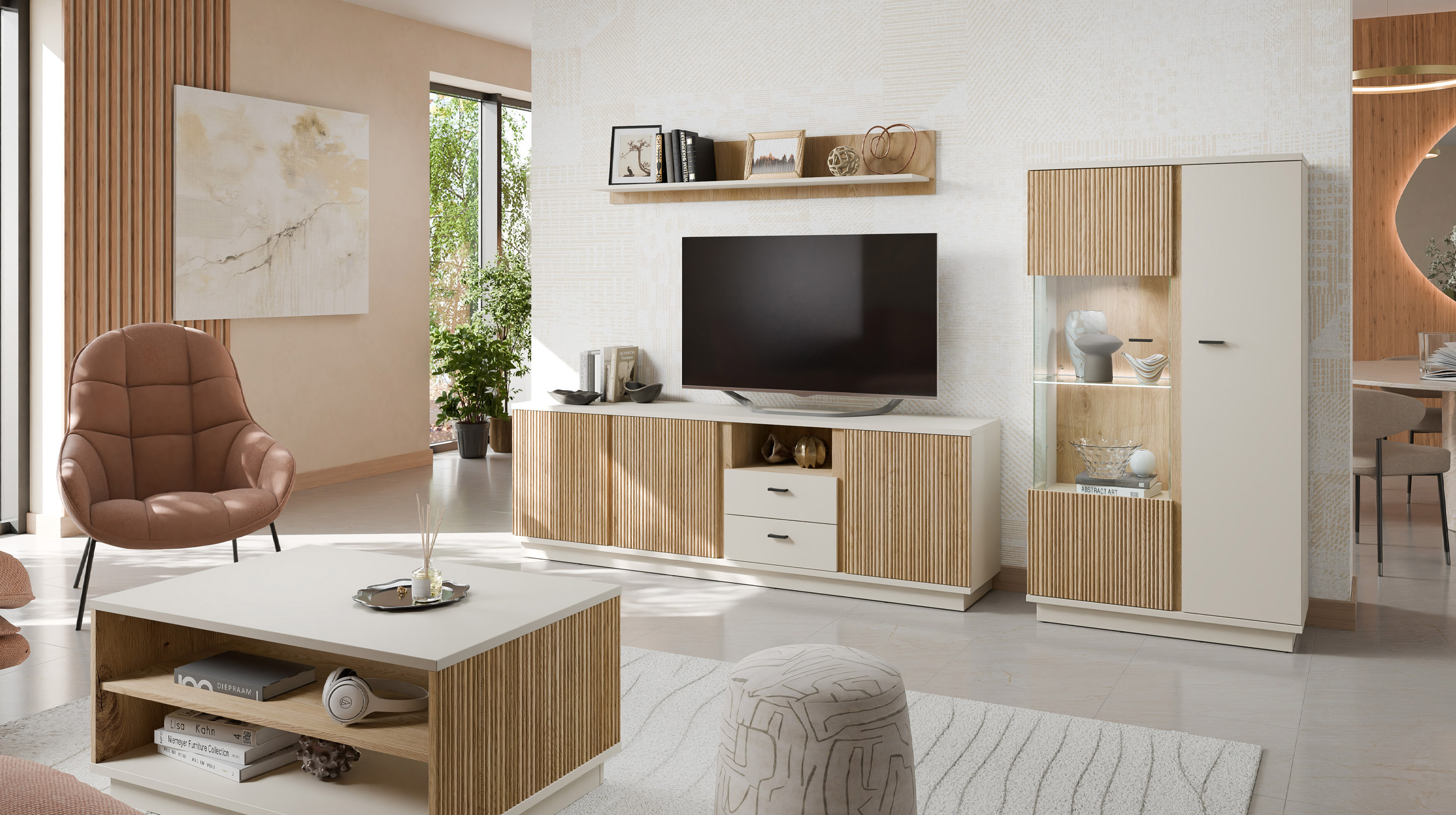 Wandboard beige - Eiche - 150 cm - MOSANO