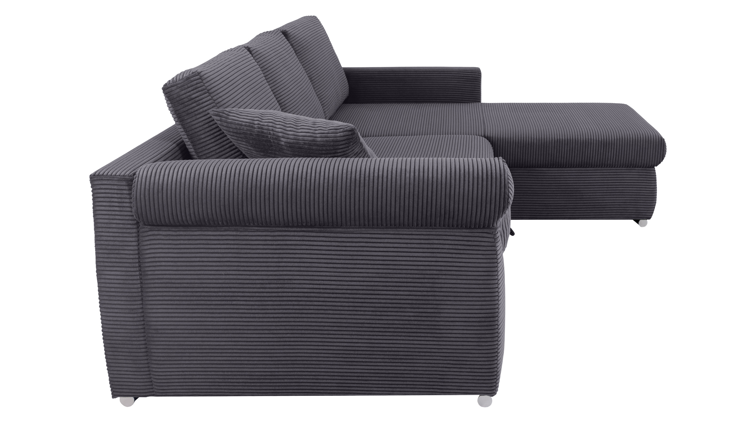 Ecksofa Schlaffunktion Bettkasten anthrazit Cord - RAMONA