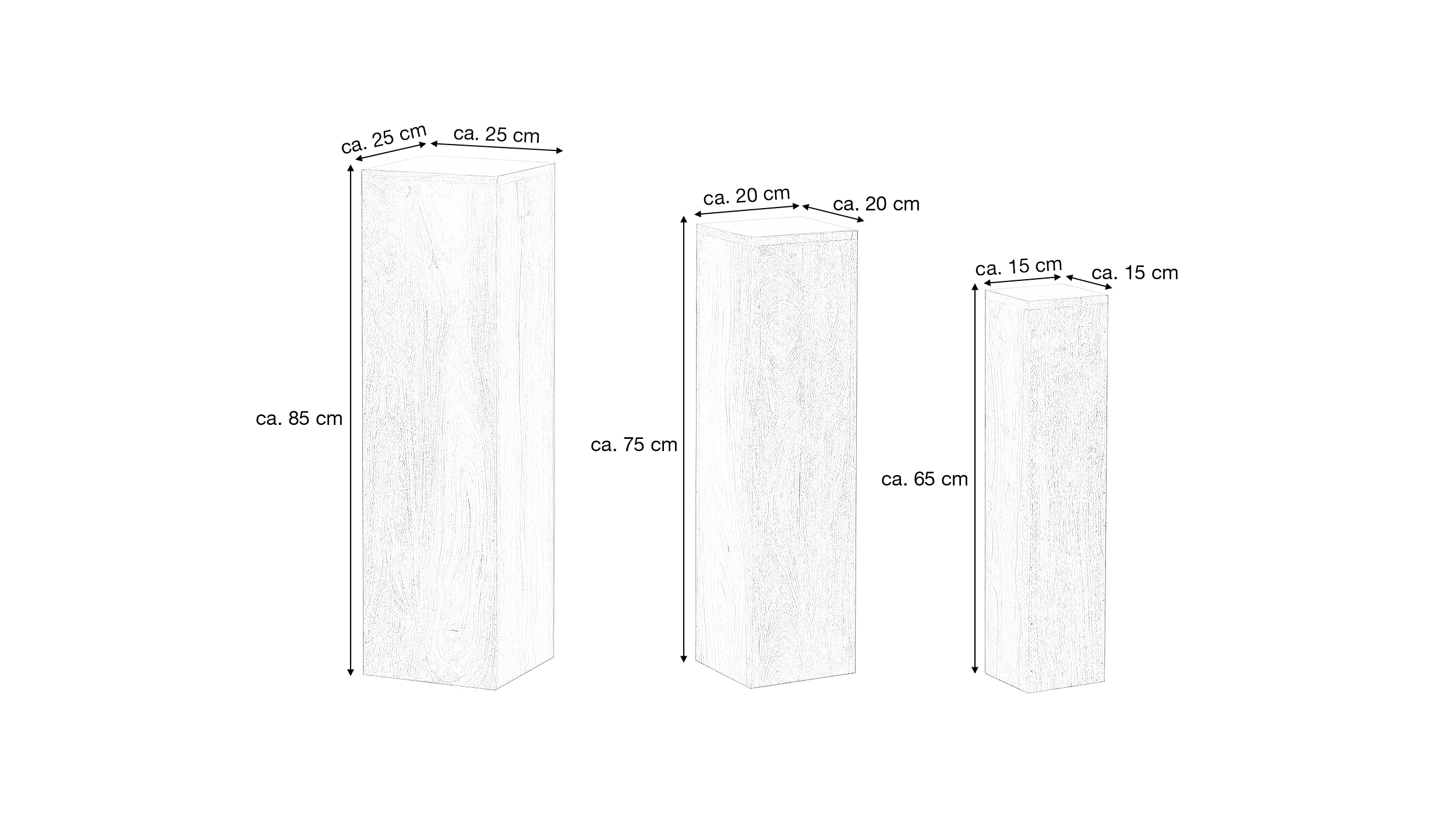 Beistelltisch 3er-Set Sheesham Massivholz gebeizt - 25 x 25 cm - SOFIE