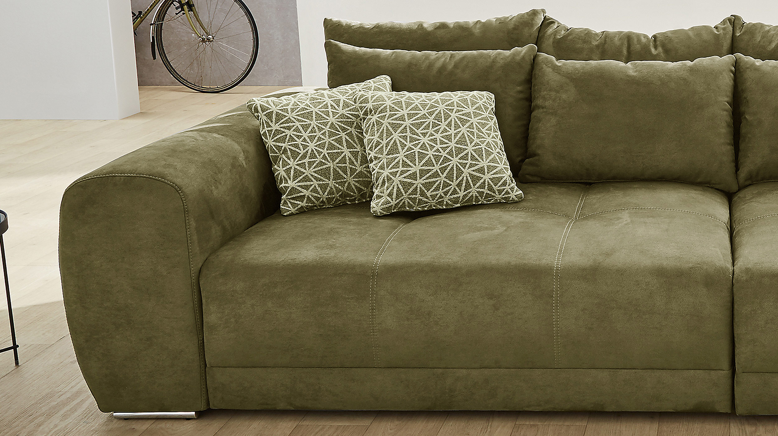 Big Sofa mit Federkern olivegrün 306 x 134 cm - MOLDAU
