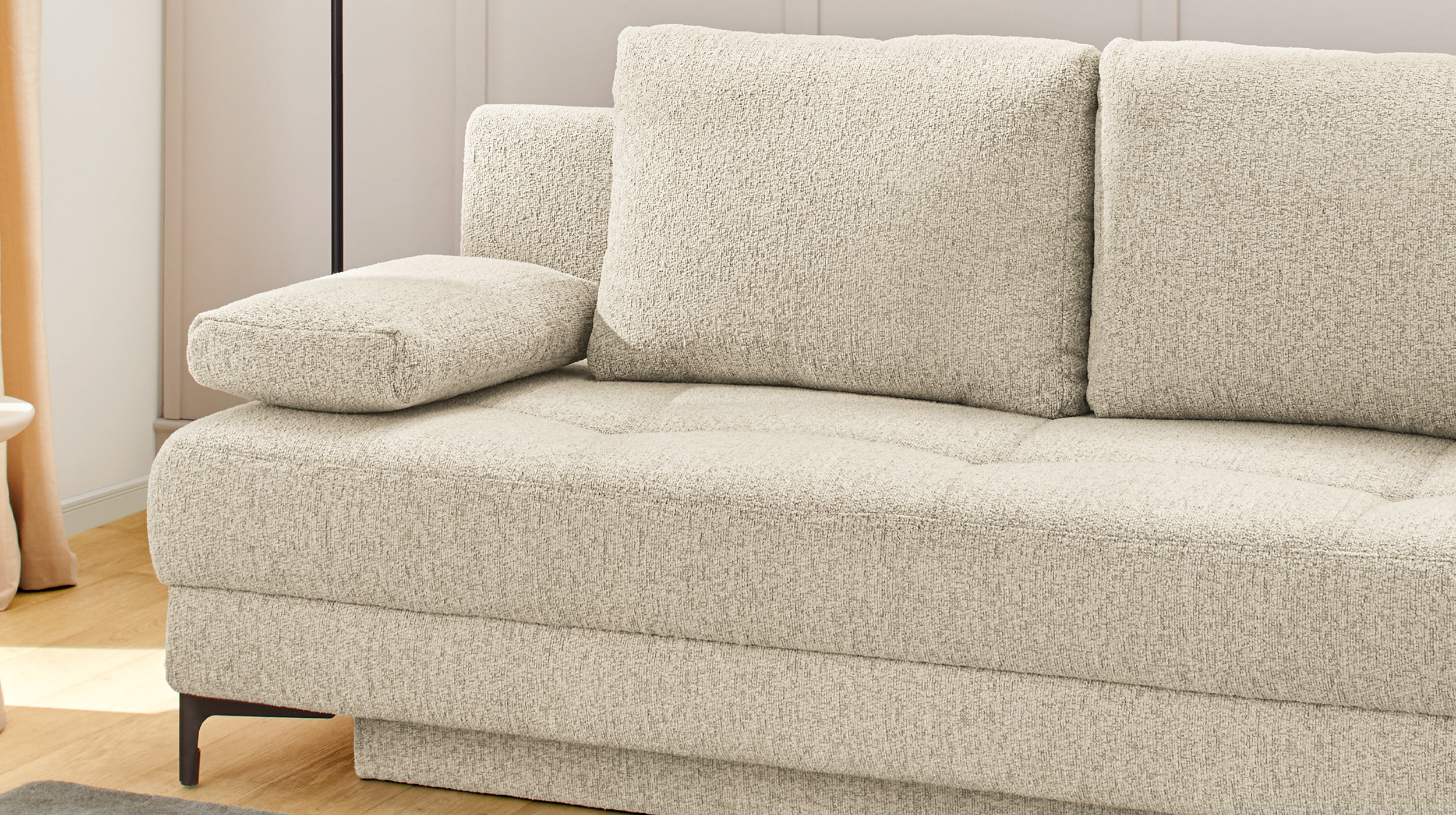 Schlafsofa Bettkasten Dauerschläfer beige Federkern 205 cm - FELIX