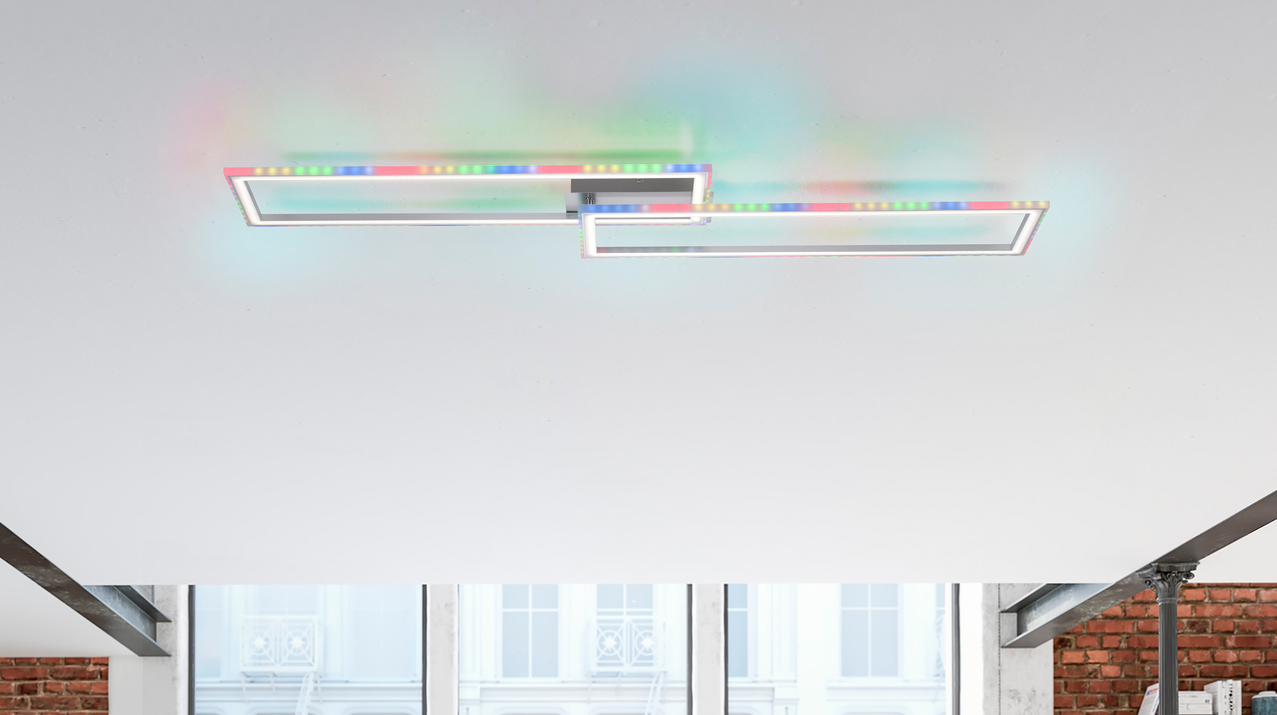 Deckenleuchte LED stahlfarben 121 cm mit RGB-Farbwechsel - FELIX