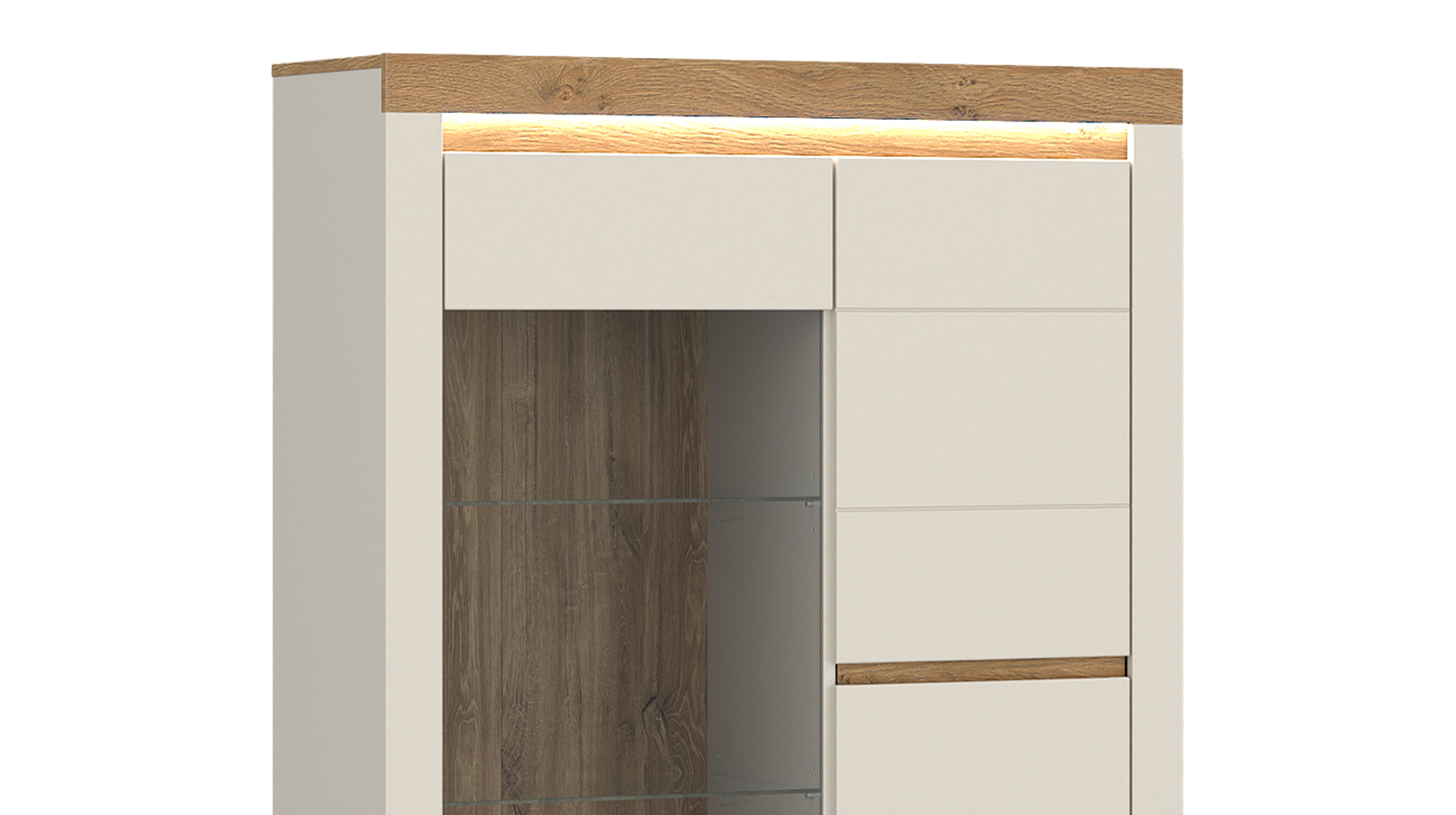 Vitrine mit Beleuchtung Eiche beige - Breite 104 cm - NAXXAR