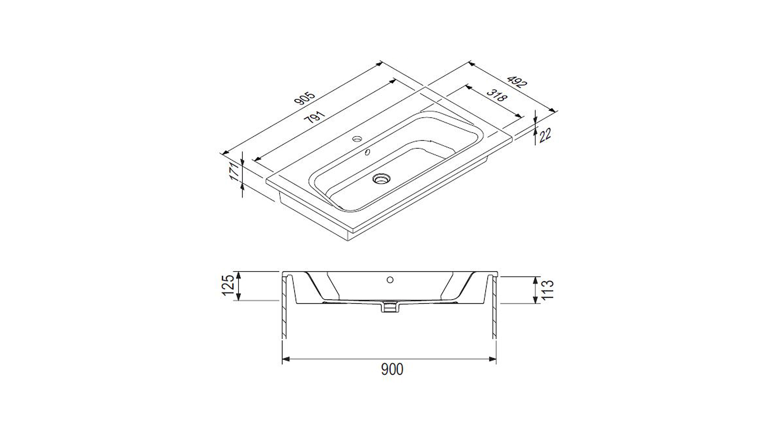 Badmöbel-Set grau - 3 Teile mit HS - Waschtisch 90 cm - LISANDRO