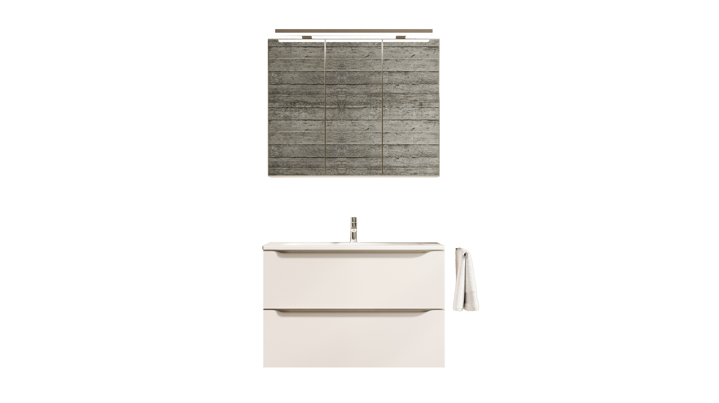 Badmöbel-Set grau - 2 Teile - Waschtisch 90 cm - LISANDRO