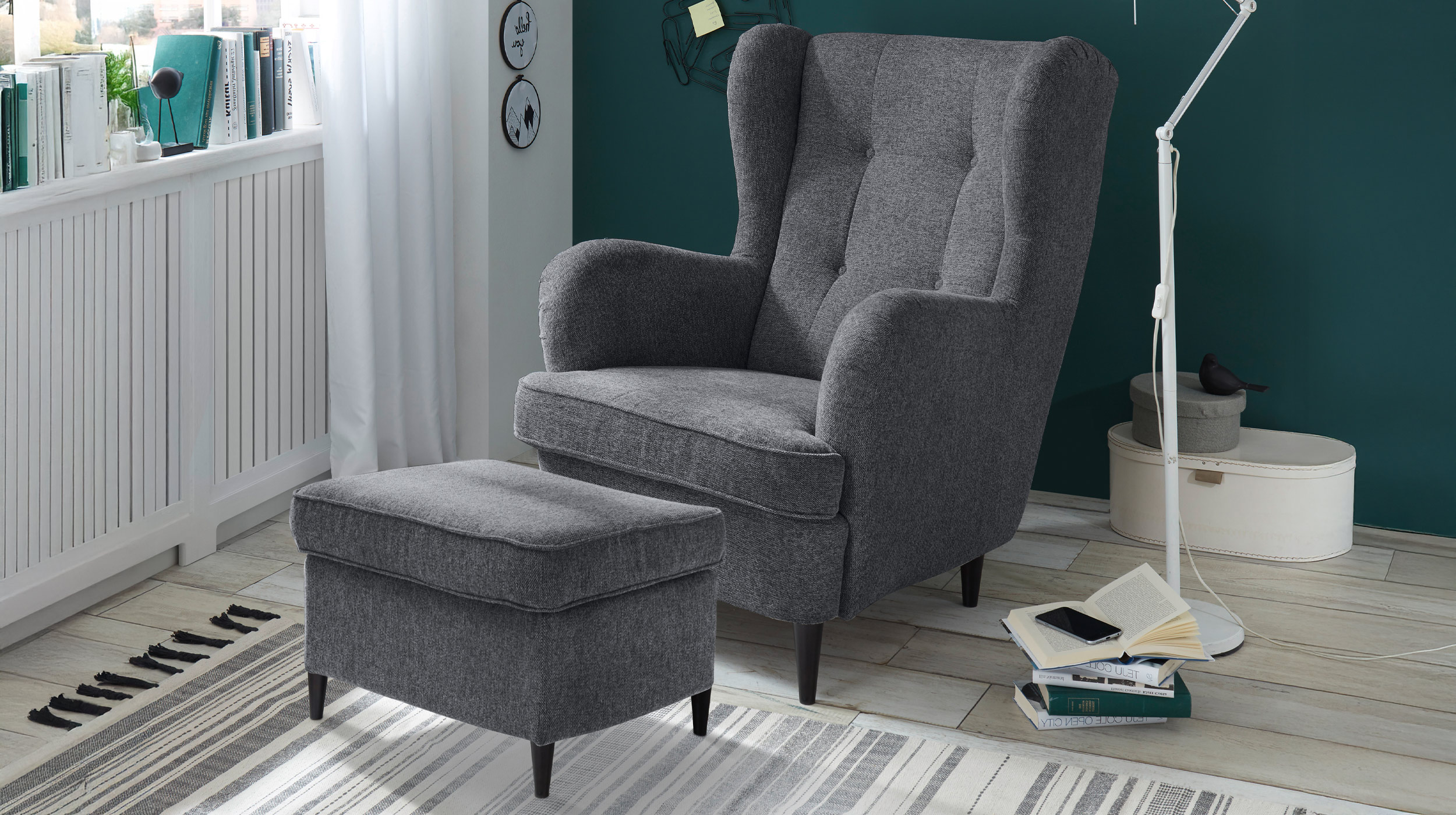 Hocker anthrazit 63 x 42 cm - OSKAR
