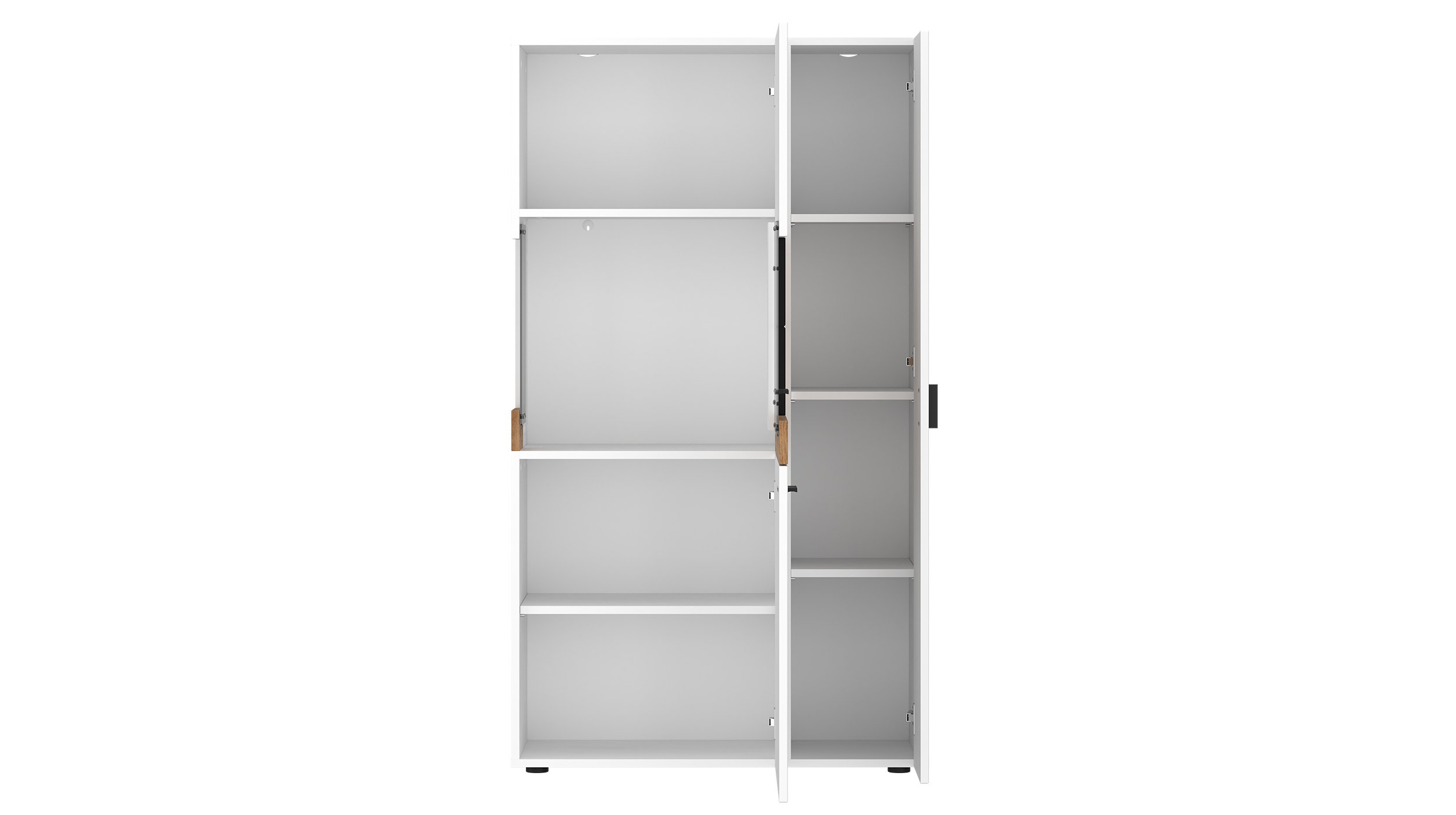 Highboard mit Glastür weiß Hochglanz - Eiche 82 cm - ORETA
