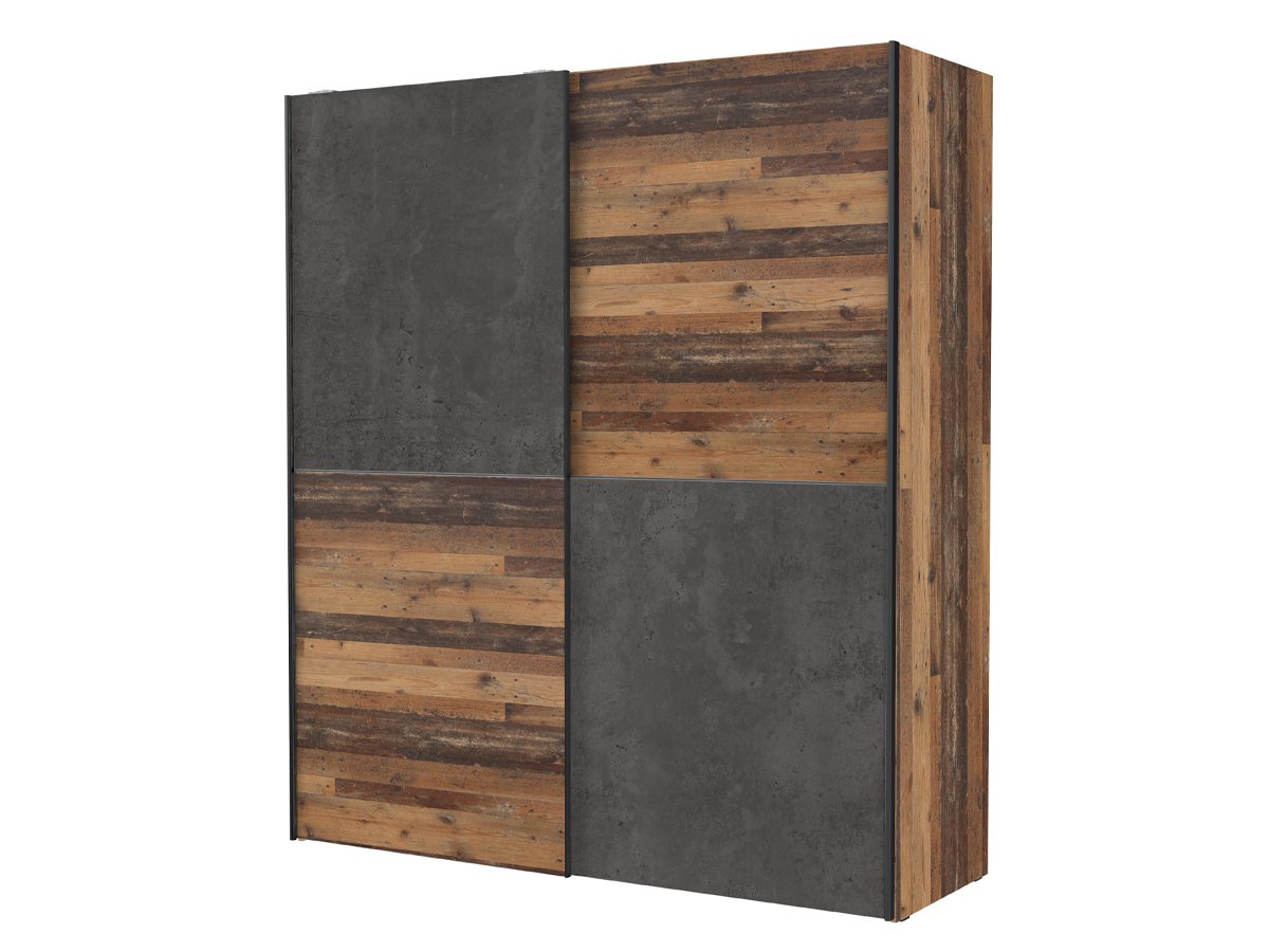 Schwebetürenschrank Old Wood - grau 170 cm - DEDERIK