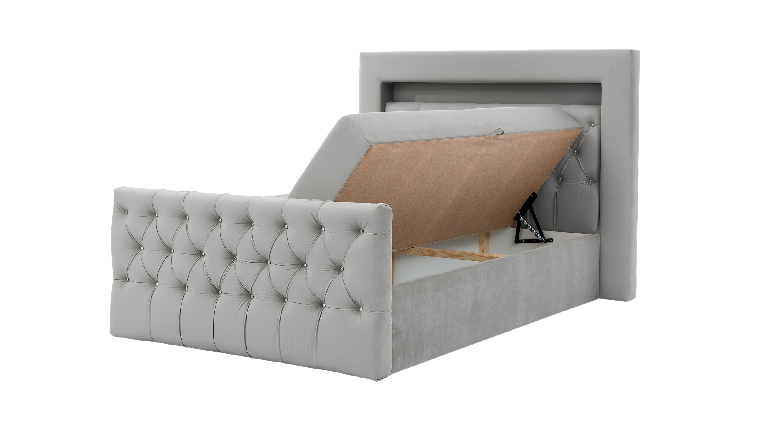 Boxbett 180 x 200 cm mit Bettkasten grau - SINGAPUR LUX