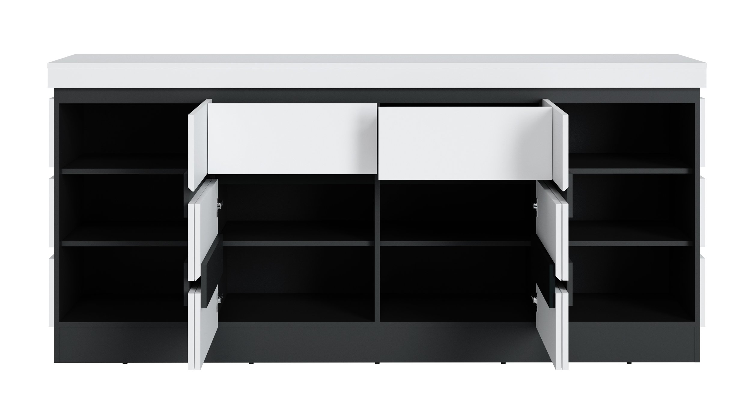 Sideboard alpinweiß - anthrazit 201 cm - CAMPANIA