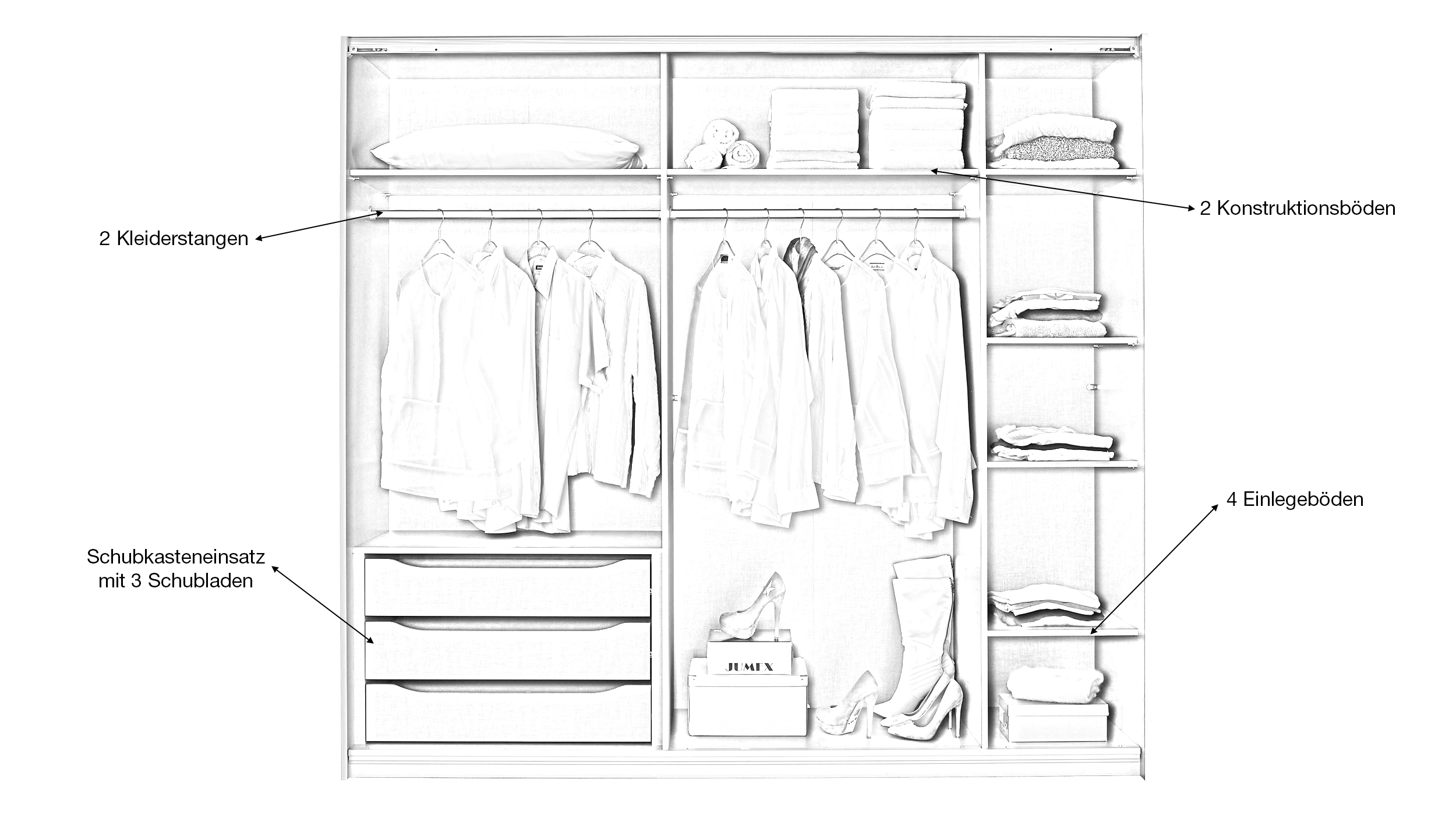 Schwebetürenschrank grau 226 cm von rauch - Glasfront - QUADRA