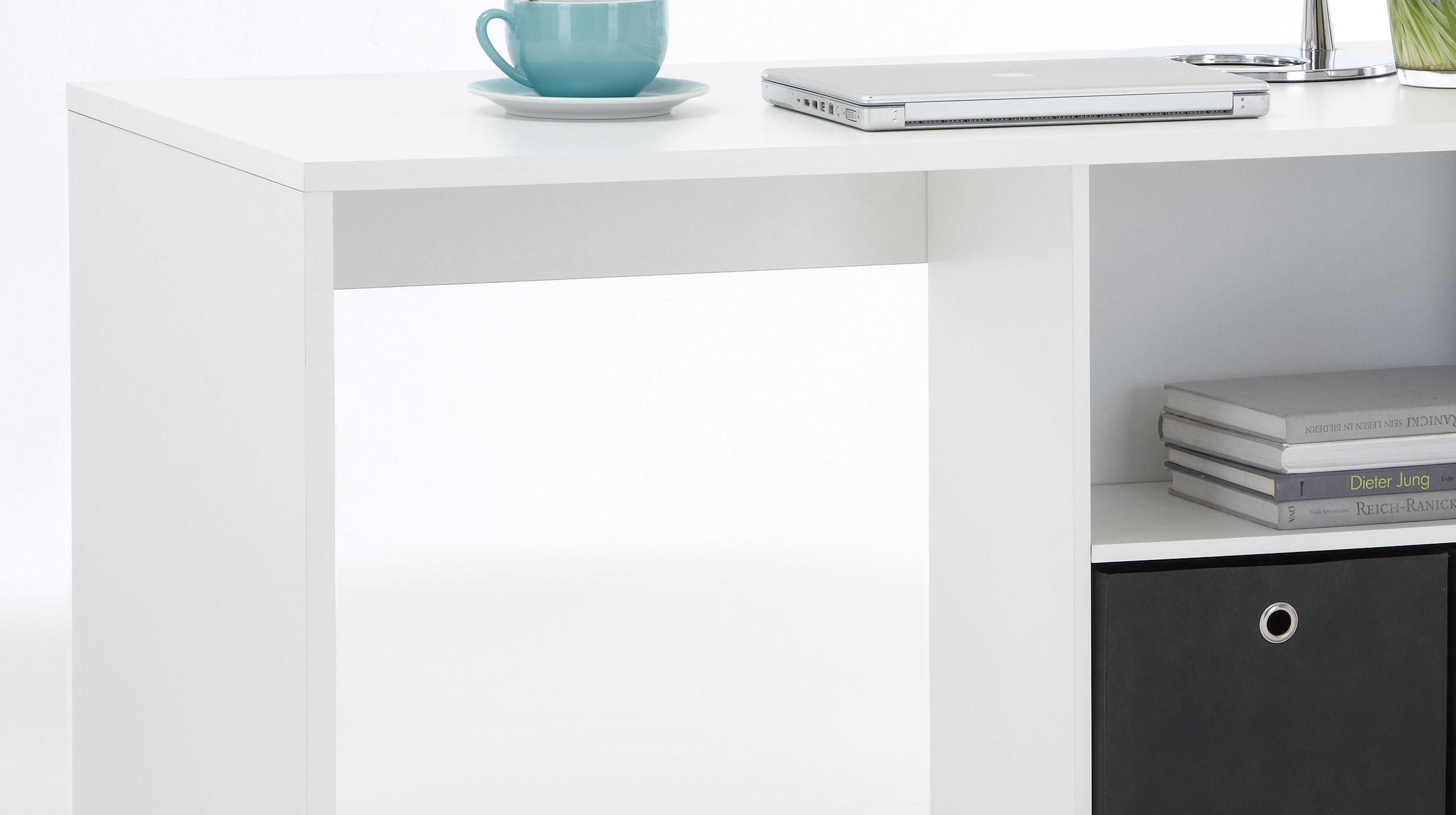 Eck-Schreibtisch weiß 136 cm - mit Schublade - LEXO