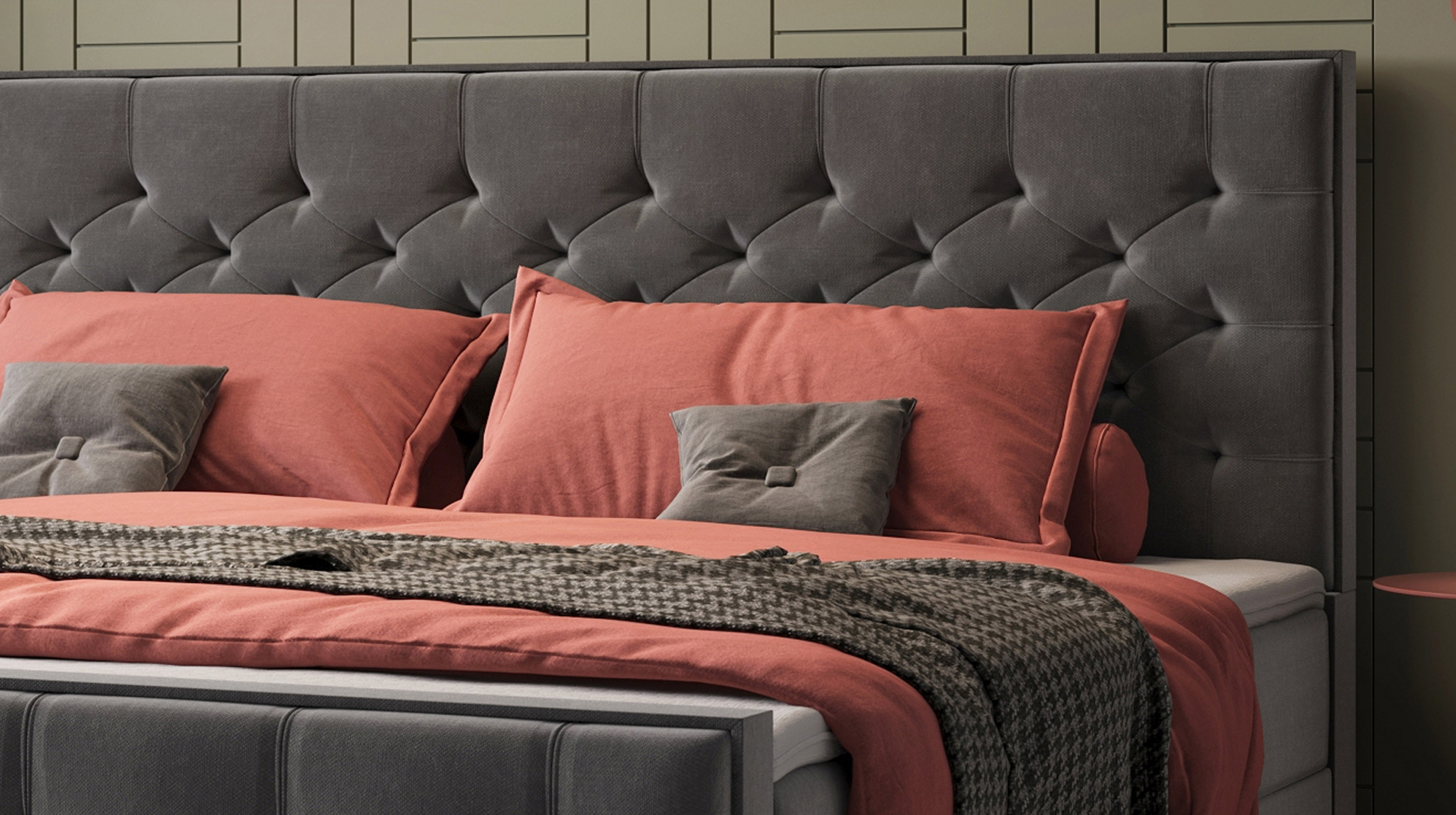 Boxspringbett 200 x 200 cm mit Bettkasten grau - LANCIANO