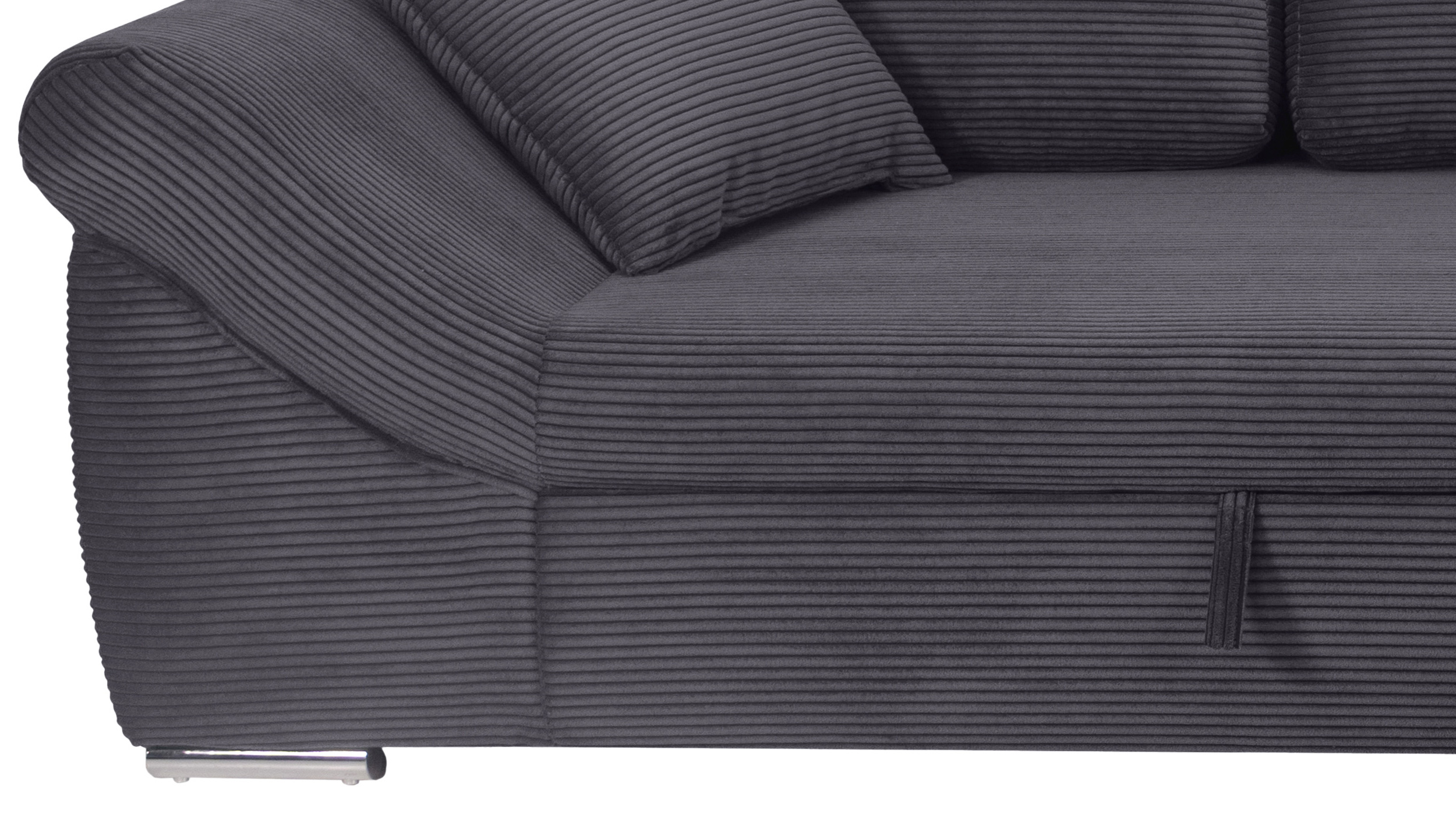 Ecksofa Schlaffunktion Bettkasten anthrazit Cord - RAMONA