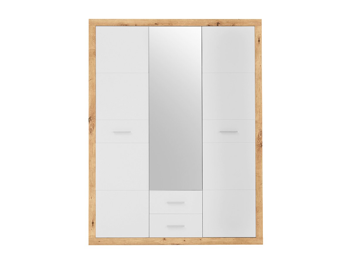 Kleiderschrank mit Spiegel - Artisan Eiche - weiß - 151 cm - STONE