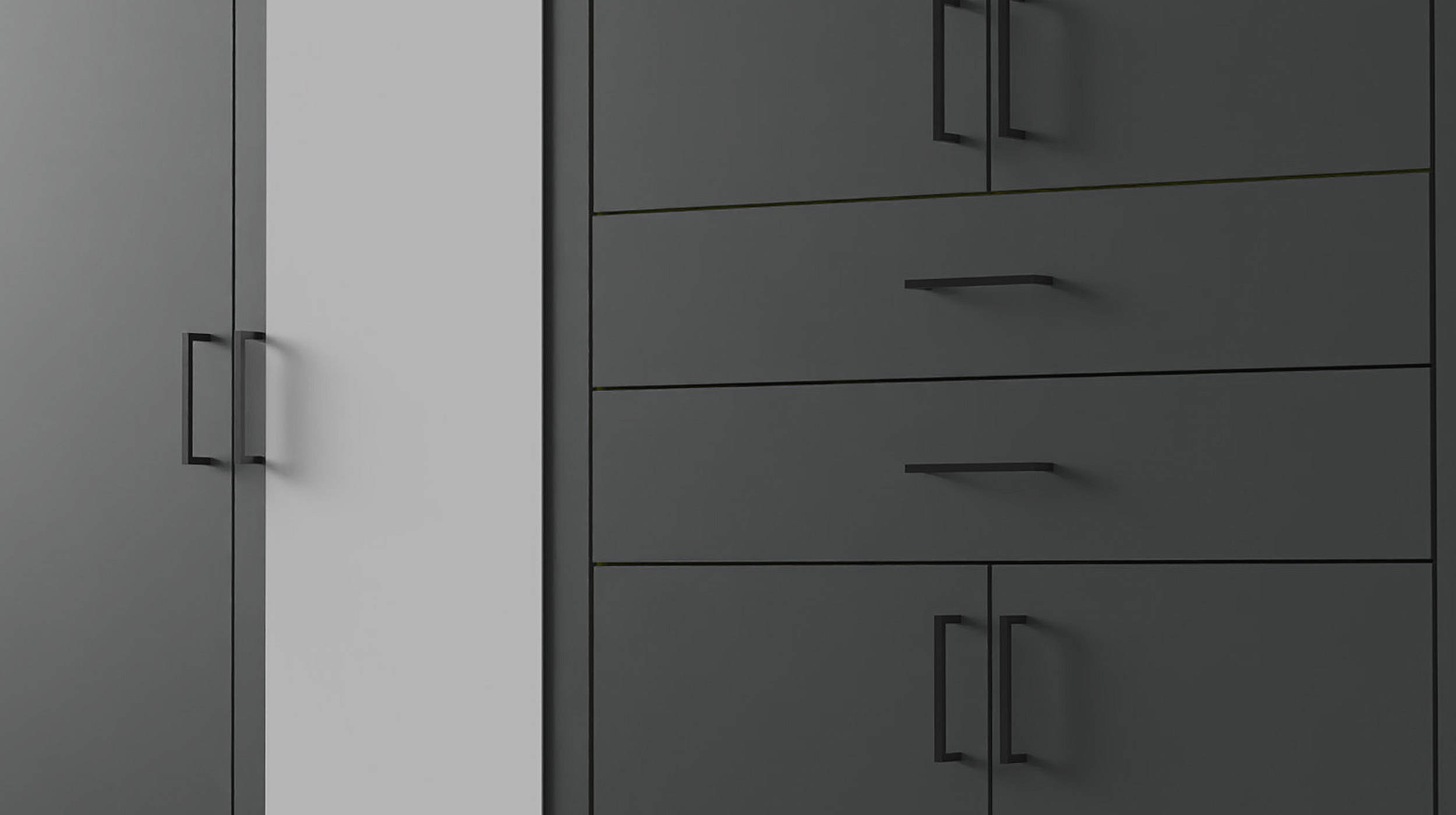 Kleiderschrank mit Spiegel - graphit - 270 cm - DILLINGEN
