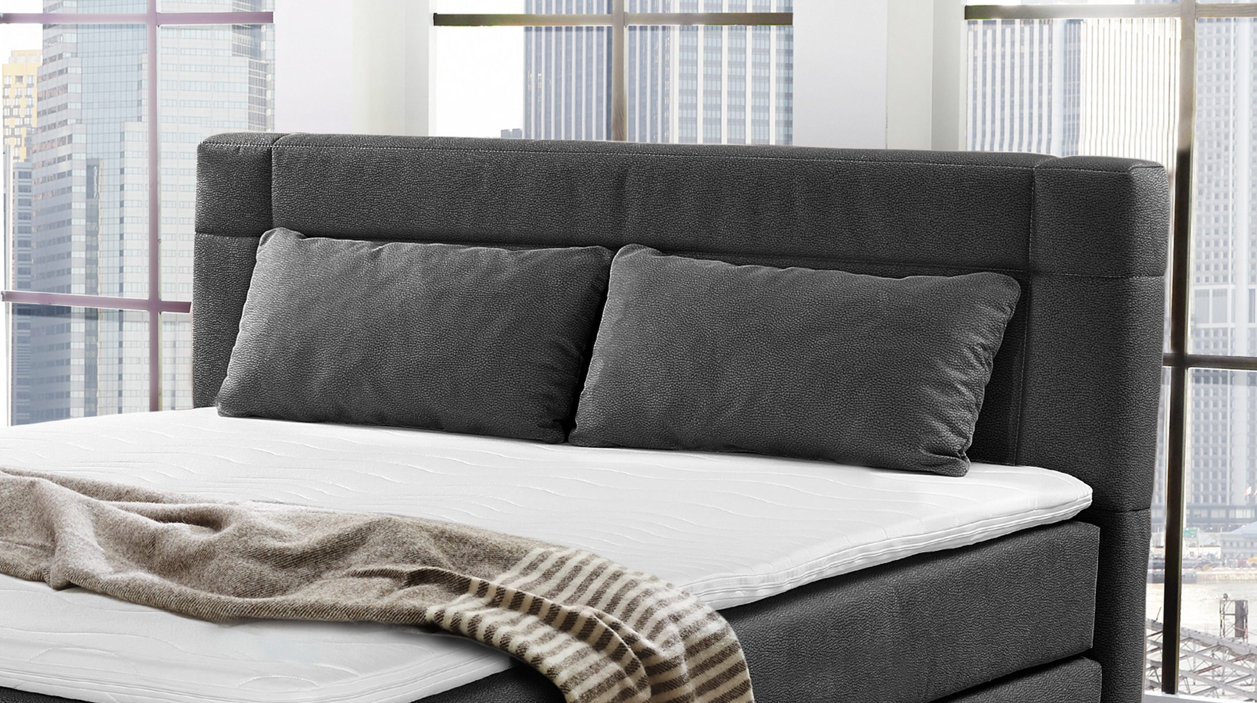 Boxspringbett 160 x 200 cm dunkelgrau H3/H4 - ROMANA - MIX