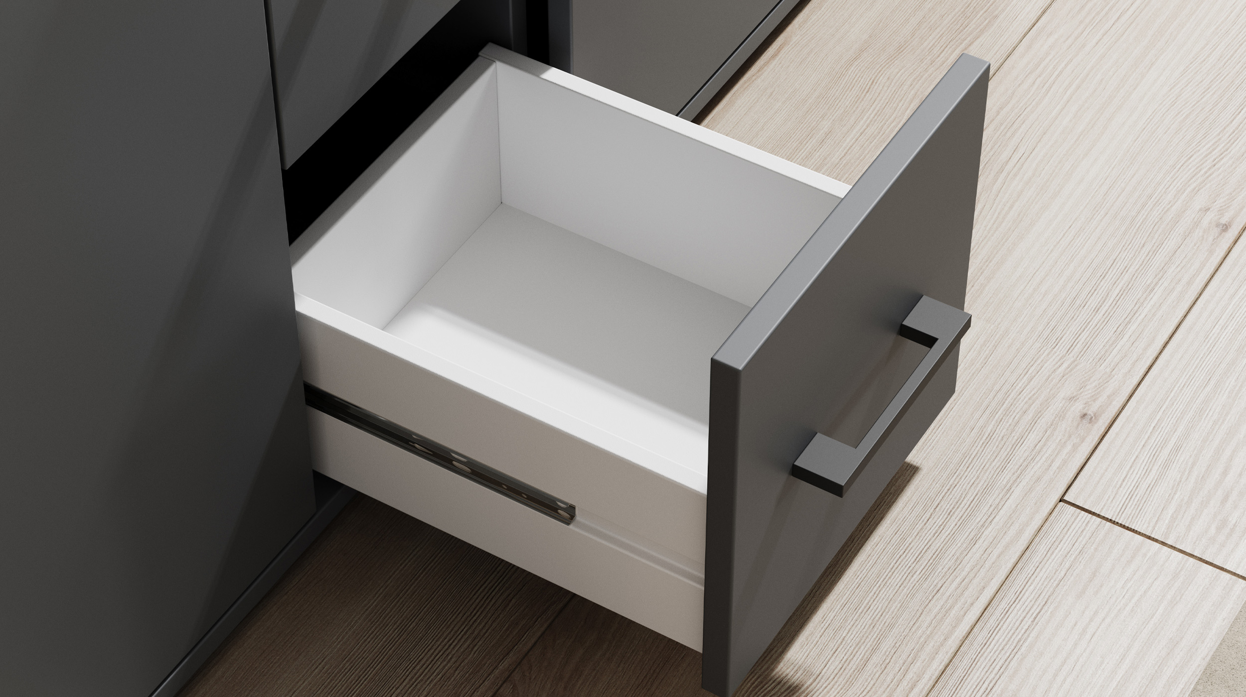 Highboard 4 Türen 3 Schubladen Anthrazit 139 cm - DRIFT