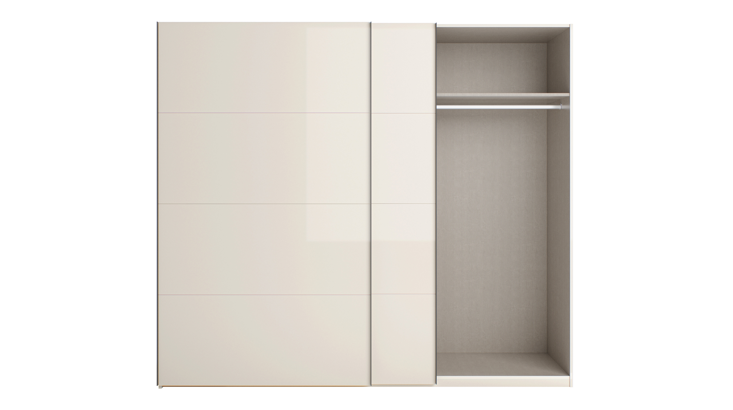 Schwebetürenschrank beige hochglanz - 250 cm - SYSTEMA
