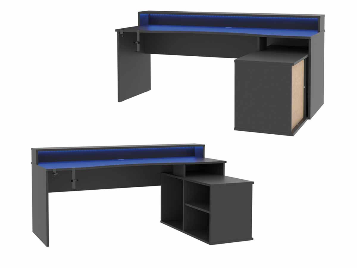 Gaming Tisch Computerschreibtisch 200 cm schwarz - TEZAUR
