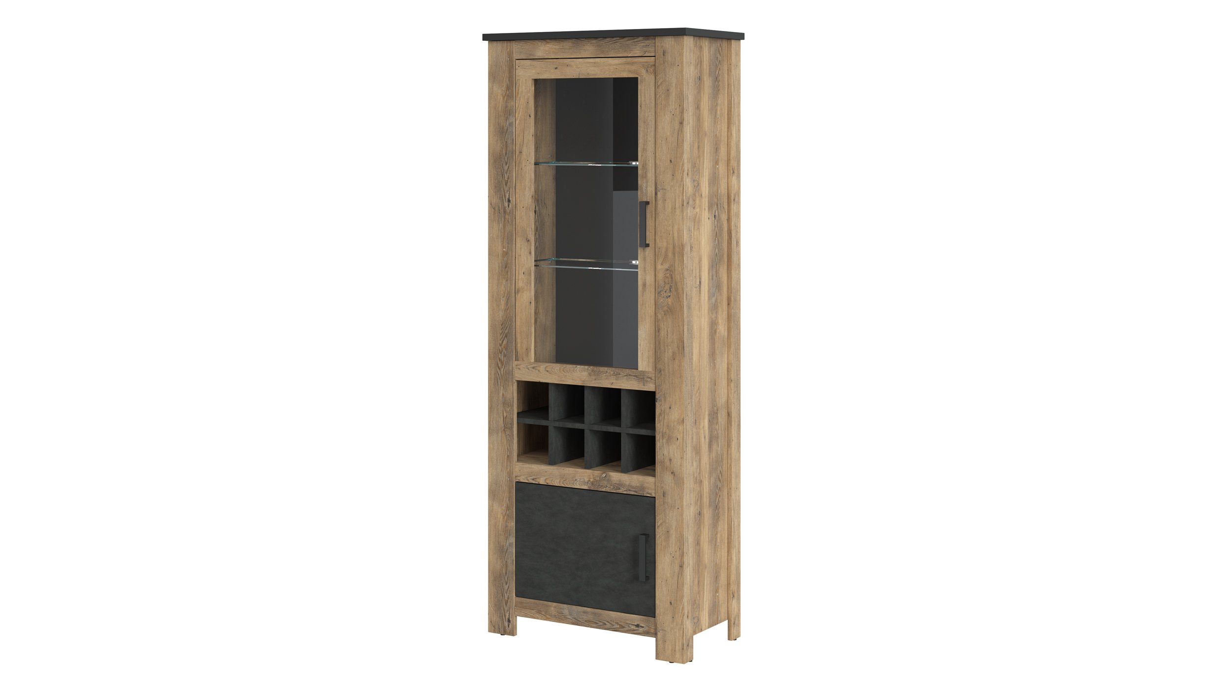 Vitrine mit Glastür Kastanie - grau Breite 74 cm - RAPALLO