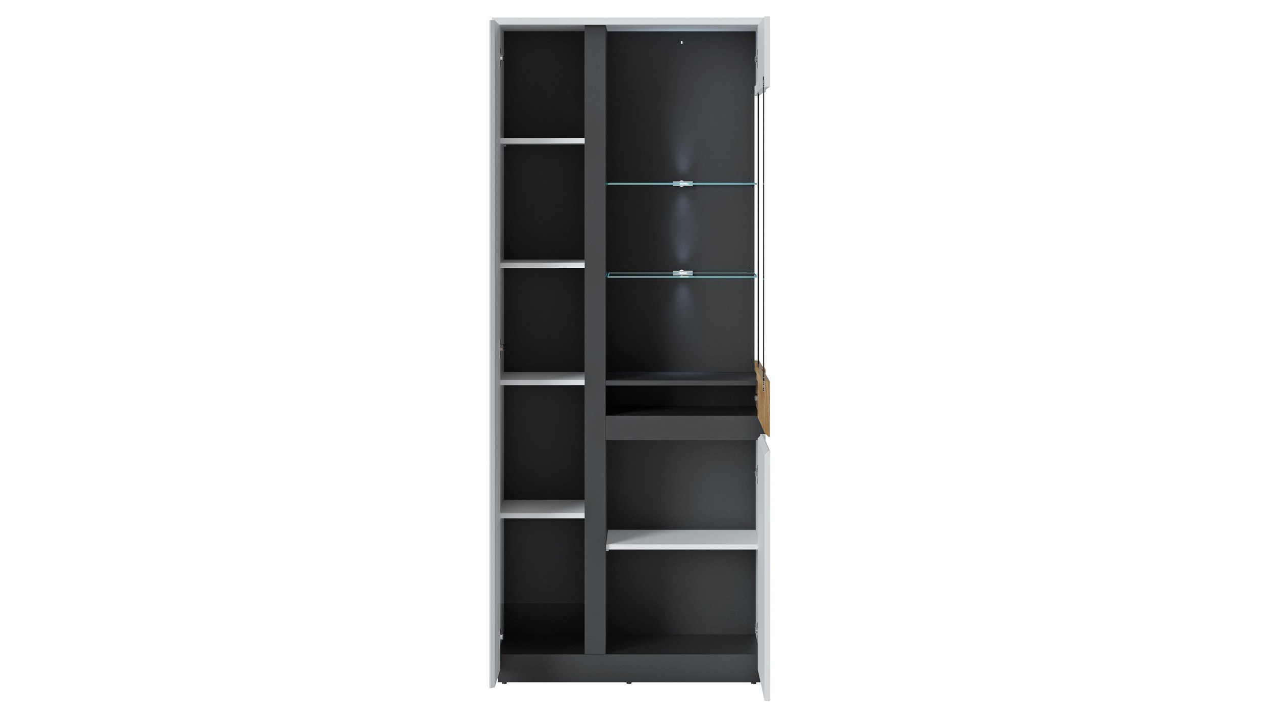 Vitrine mit Glastür alpinweiß - Catania Eiche Breite 84 cm - NOVENA