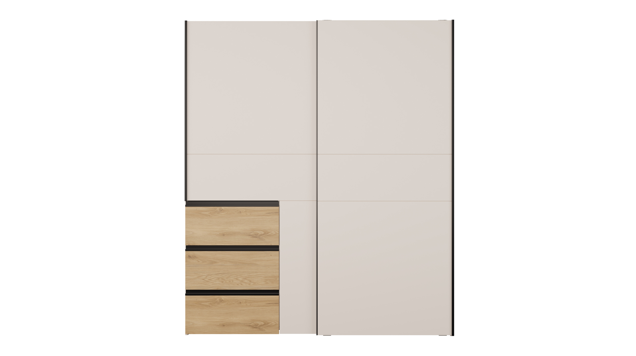 Schwebetürenschrank beige Wildeiche 170 cm 2-türig - WINN